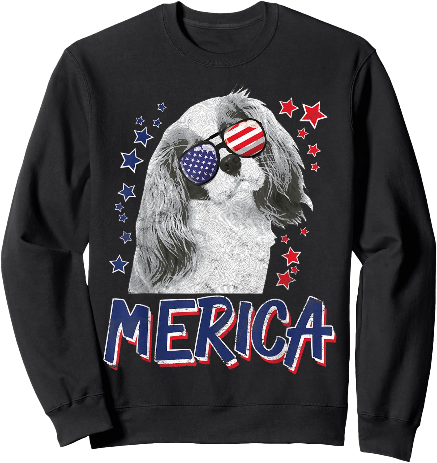 Merica Cavalier King Charles Spaniel Dog 4th Of July USA Men Sweatshirt - Sweatshirt | Black