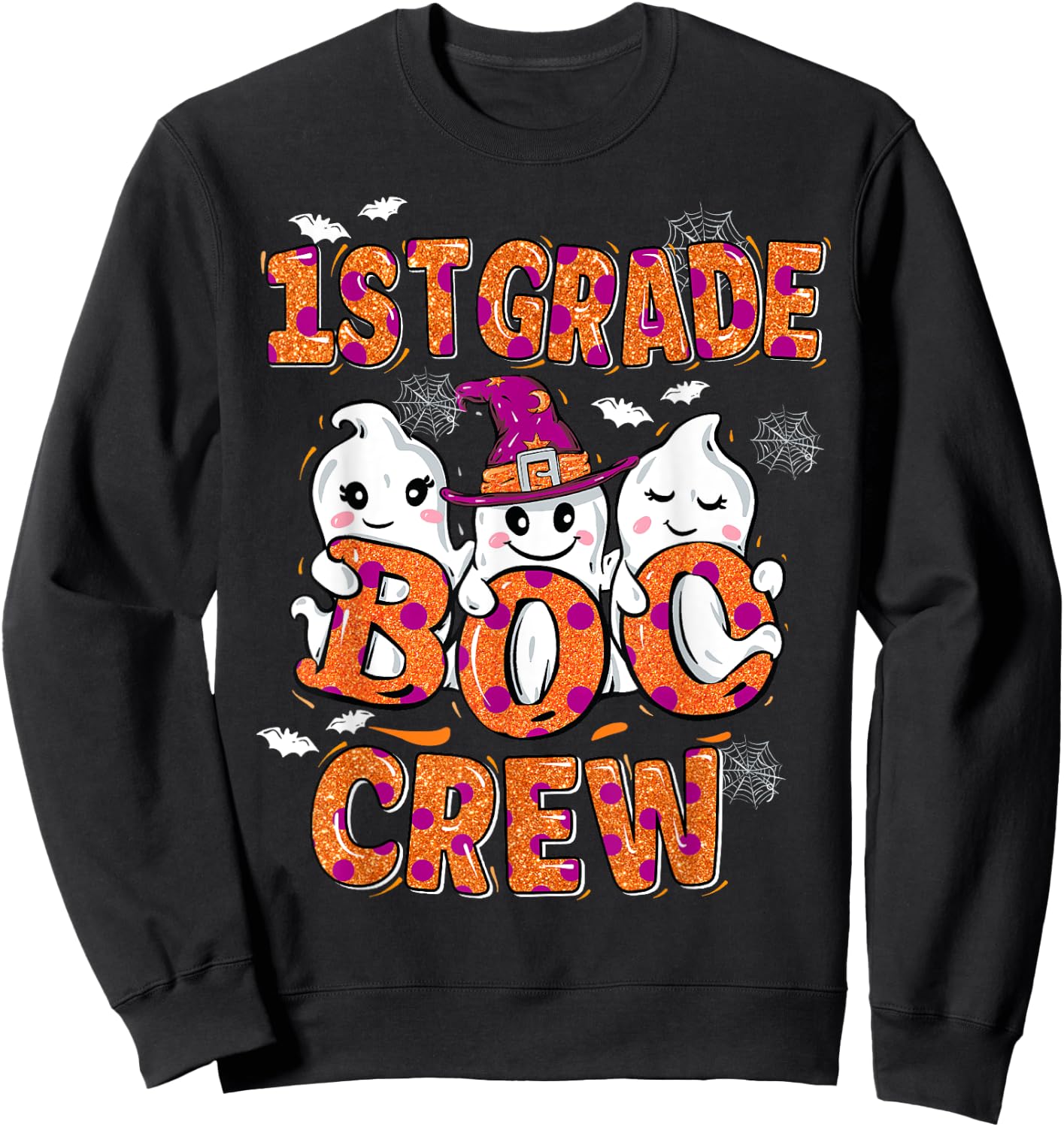 Retro 1st grade boo crew First Grade Kids Halloween Costume Sweatshirt - Sweatshirt | Black