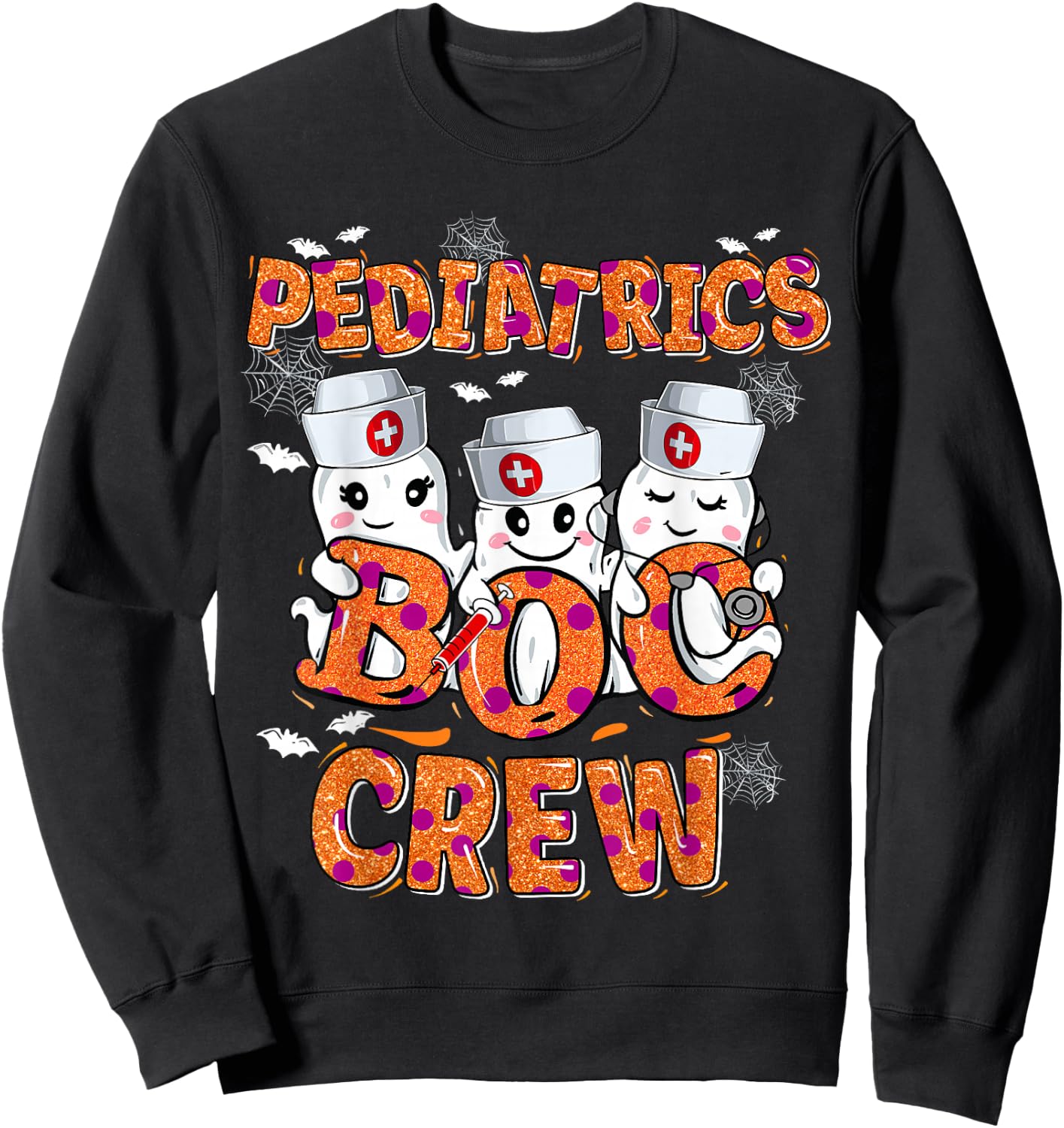Pediatric Nurse shirt Halloween Pediatric Boo Crew Sweatshirt - Sweatshirt | Black