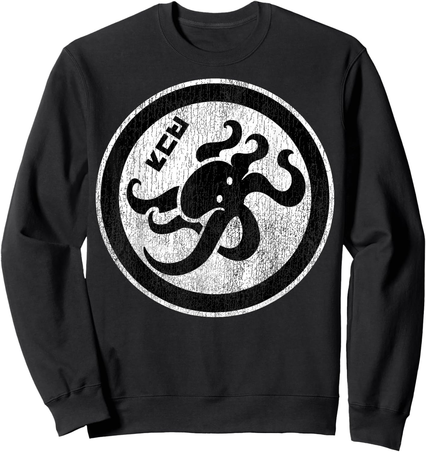Splatoon Octopus Circle Kanji Distressed Logo Sweatshirt - Sweatshirt | Black