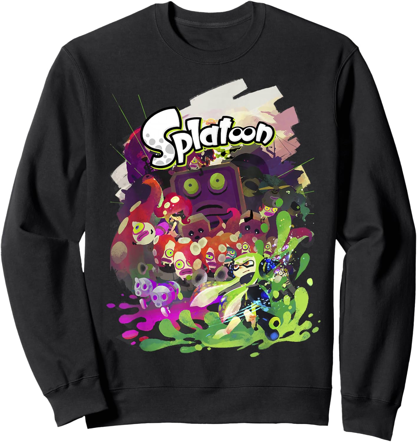 Splatoon Abstract Painted Logo Portrait Sweatshirt - Sweatshirt | Black