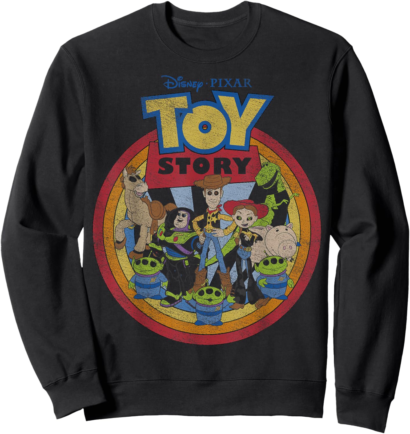 Disney Pixar Toy Story Vintage Circle Portrait Logo Sweatshirt - Sweatshirt | Black
