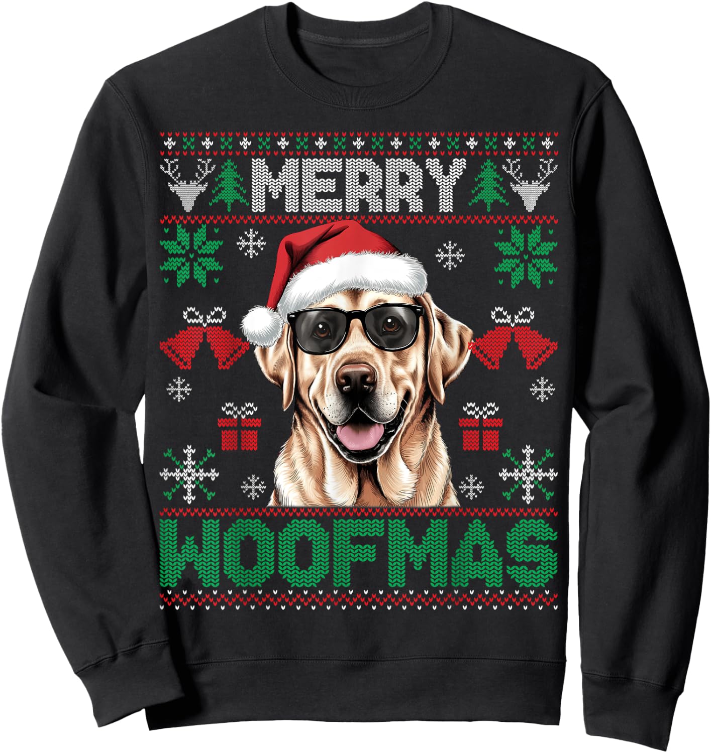 Labrador Retrievers Merry Christmas Woofmas Dog Lover Men Women Kids Sweatshirt - Sweatshirt | Black