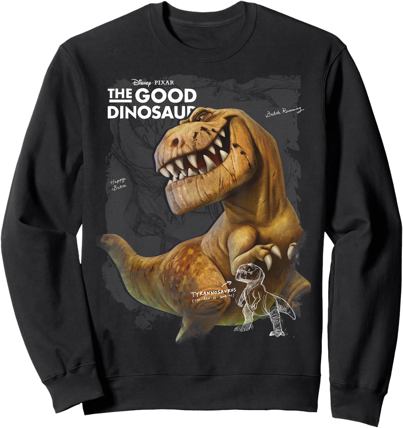 Disney Pixar The Good Dinosaur Butch Rex Overlay Portrait Sweatshirt - Sweatshirt | Black