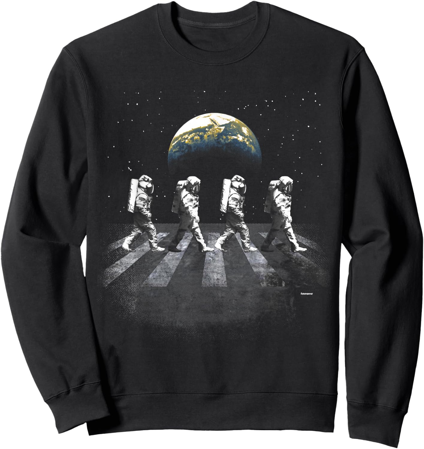 Astronauts in Walking in Space Earth Moon Sweatshirt - Sweatshirt | Black