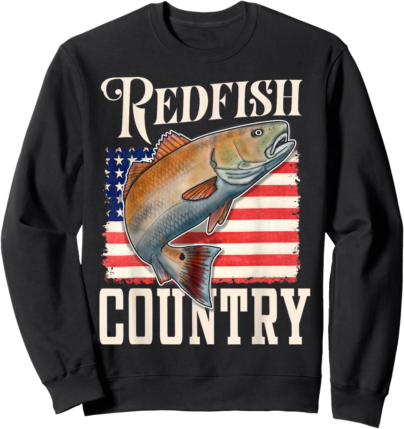Redfish Country Saltwater Red Drum Fishing Sweatshirt - Sweatshirt | Black