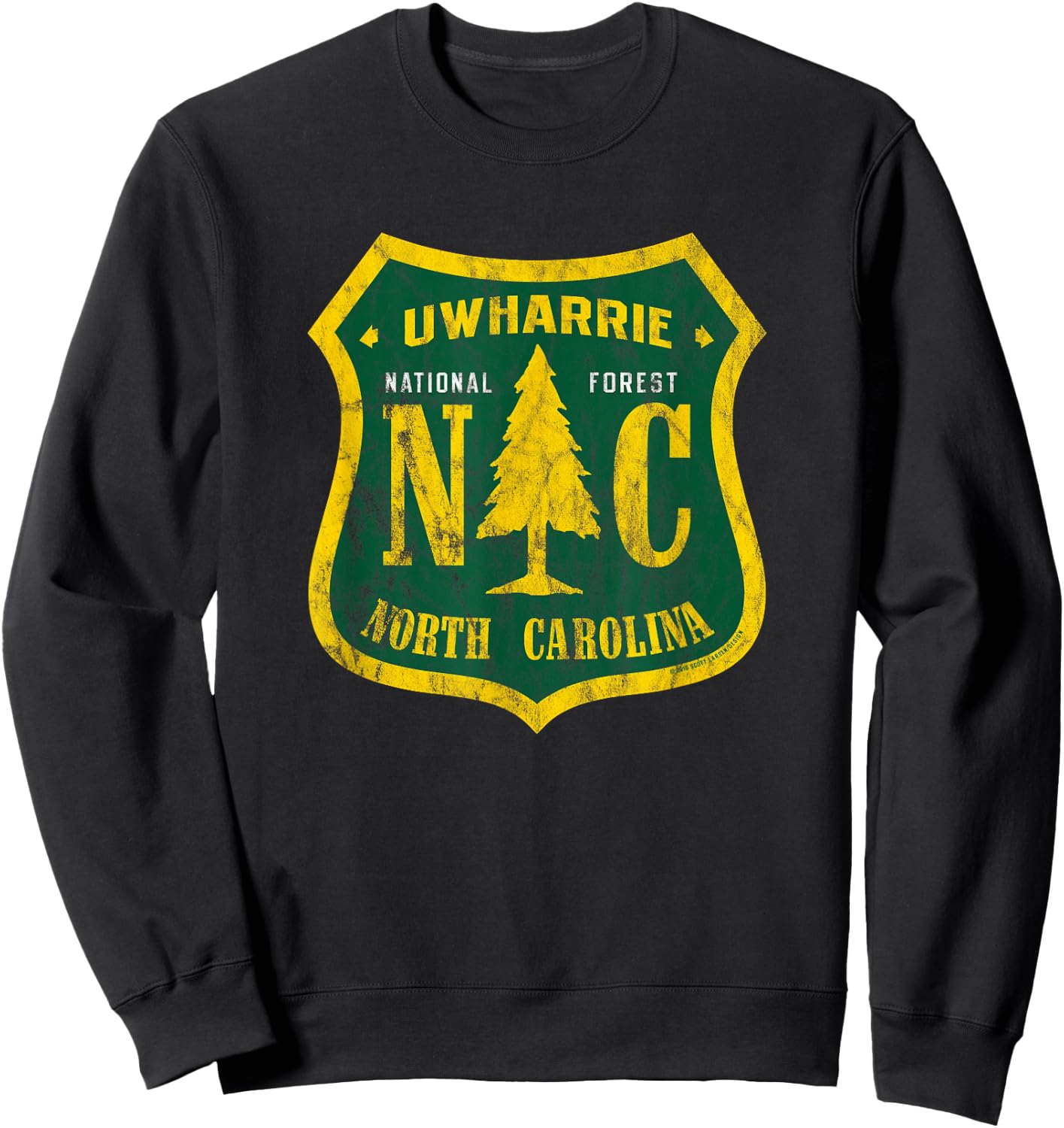 Uwharrie National Forest North Carolina Shield Vintage Look Sweatshirt - Sweatshirt | Black