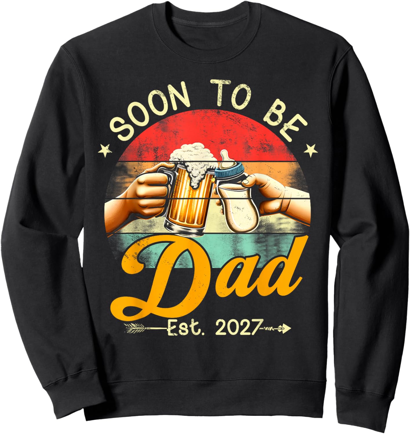 Soon to Be Dad 2027 Retro Pregnancy Announcement Dad Sweatshirt - Sweatshirt | Black