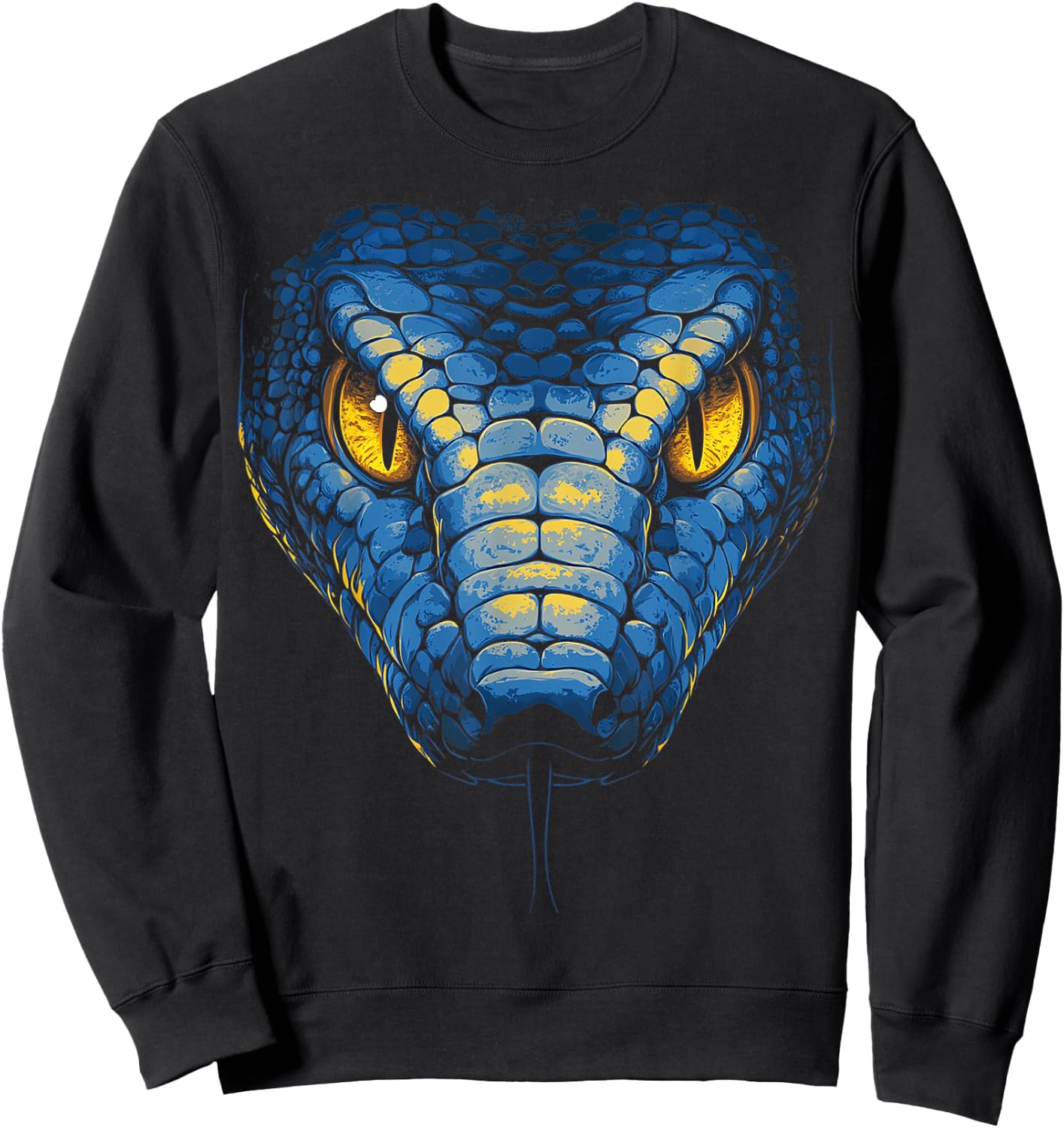 Snake Animal Motif Blue Eyes Artwork Snake Sweatshirt - Sweatshirt | Black
