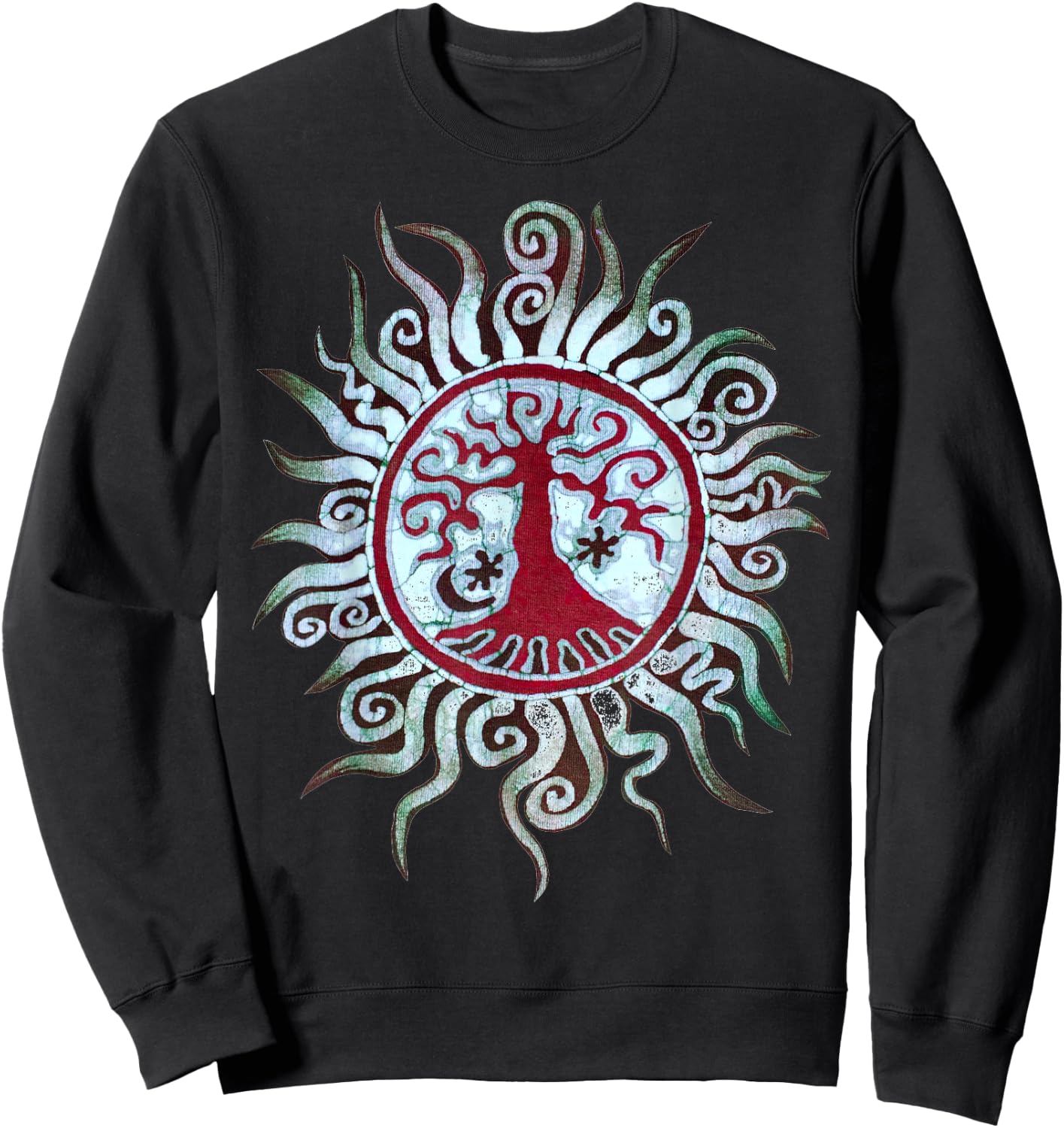 Tree Shirt Batik Artist hand drawn Tree and Moon Mandala Sweatshirt - Sweatshirt | Black