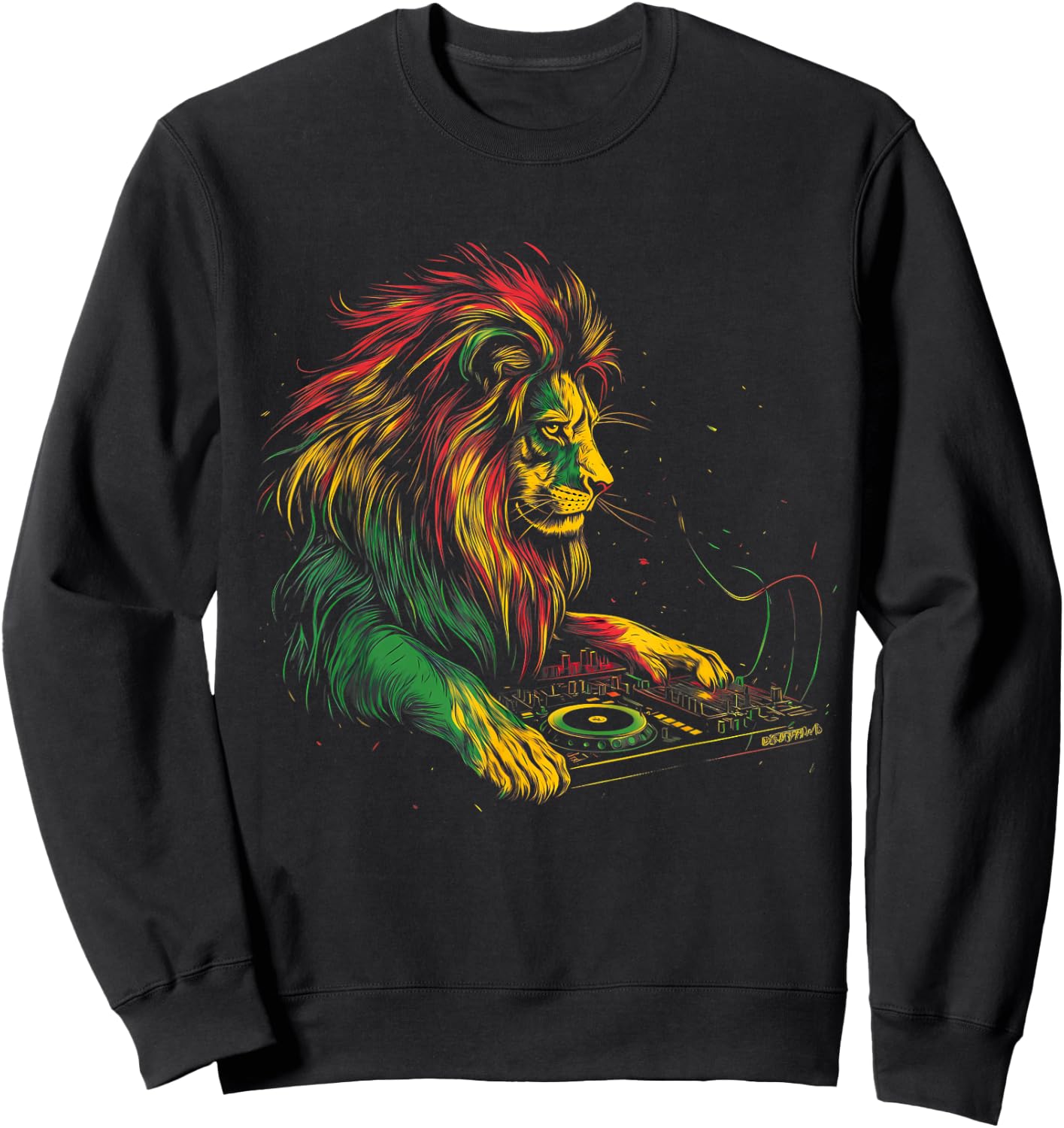 Rasta Reggae Music Headphone DJ Lion Of Judah Jamaican Sweatshirt - Sweatshirt | Black