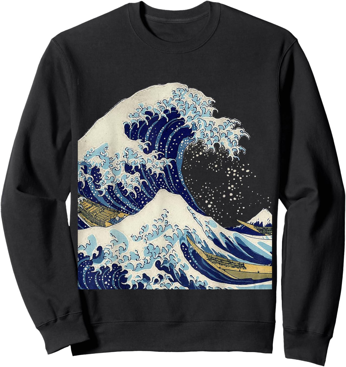 Kanagawa Hokusai Japanese Art The Great Wave Vintage Surfer Sweatshirt - Sweatshirt | Black
