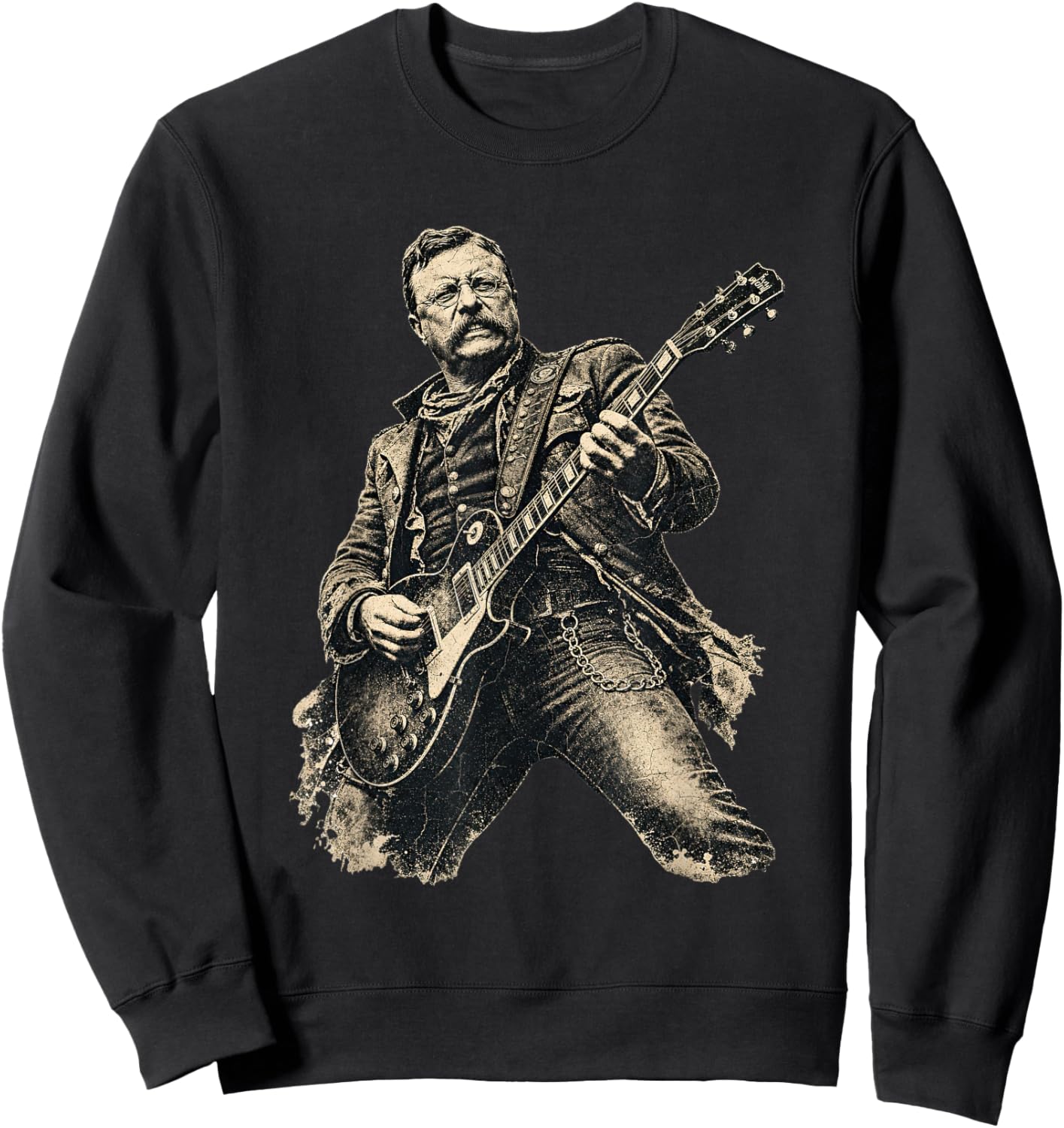 Theodore Roosevelt Guitar Retro Vintage Music Sweatshirt - Sweatshirt | Black