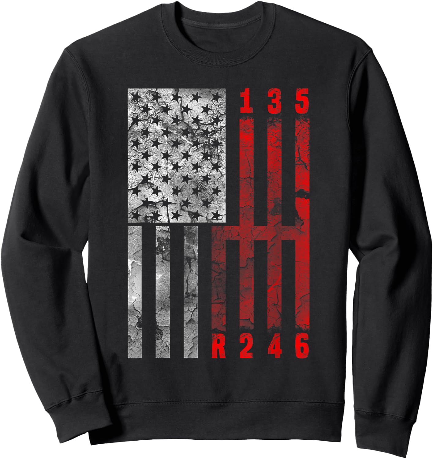 Stick Shift American Flag Muscle Car 6 Gears Mechanic Shirt Sweatshirt - Sweatshirt | Black