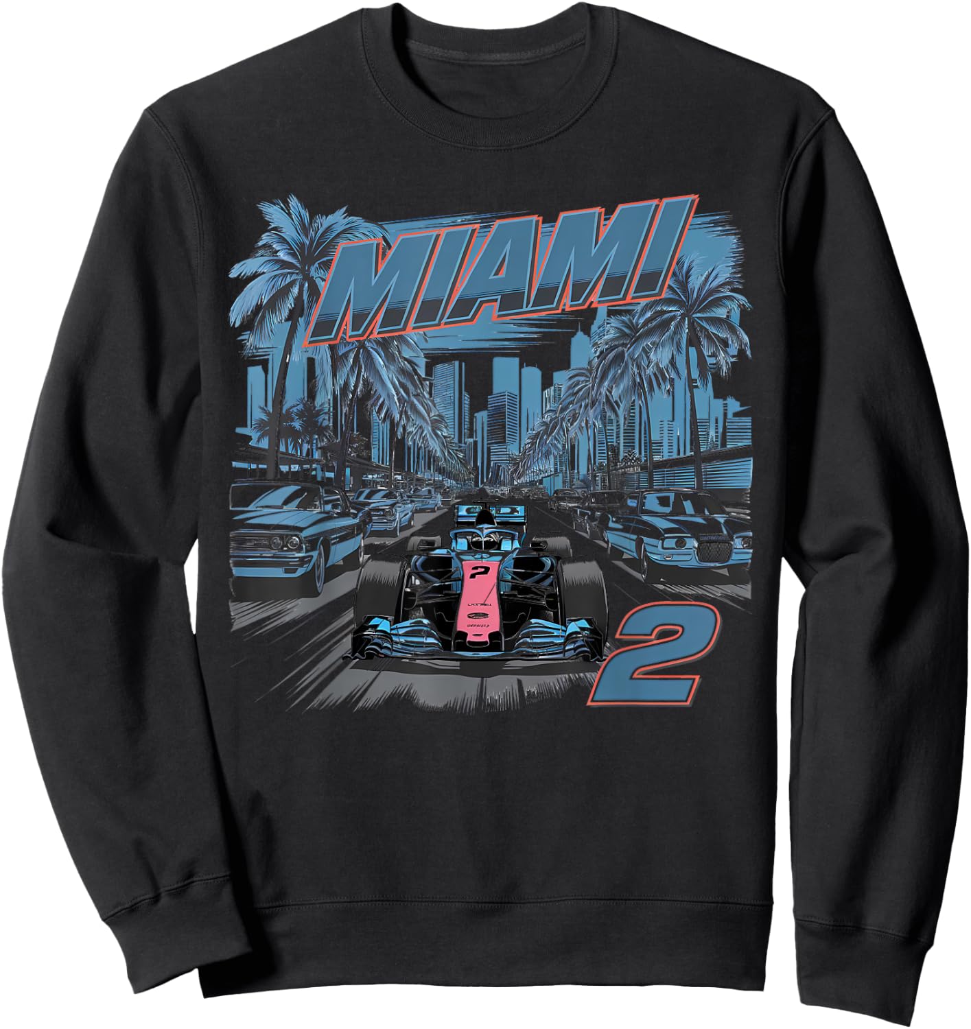 Miami Racing Gifts Men Women Race Car Racer Driver Sweatshirt - Sweatshirt | Black