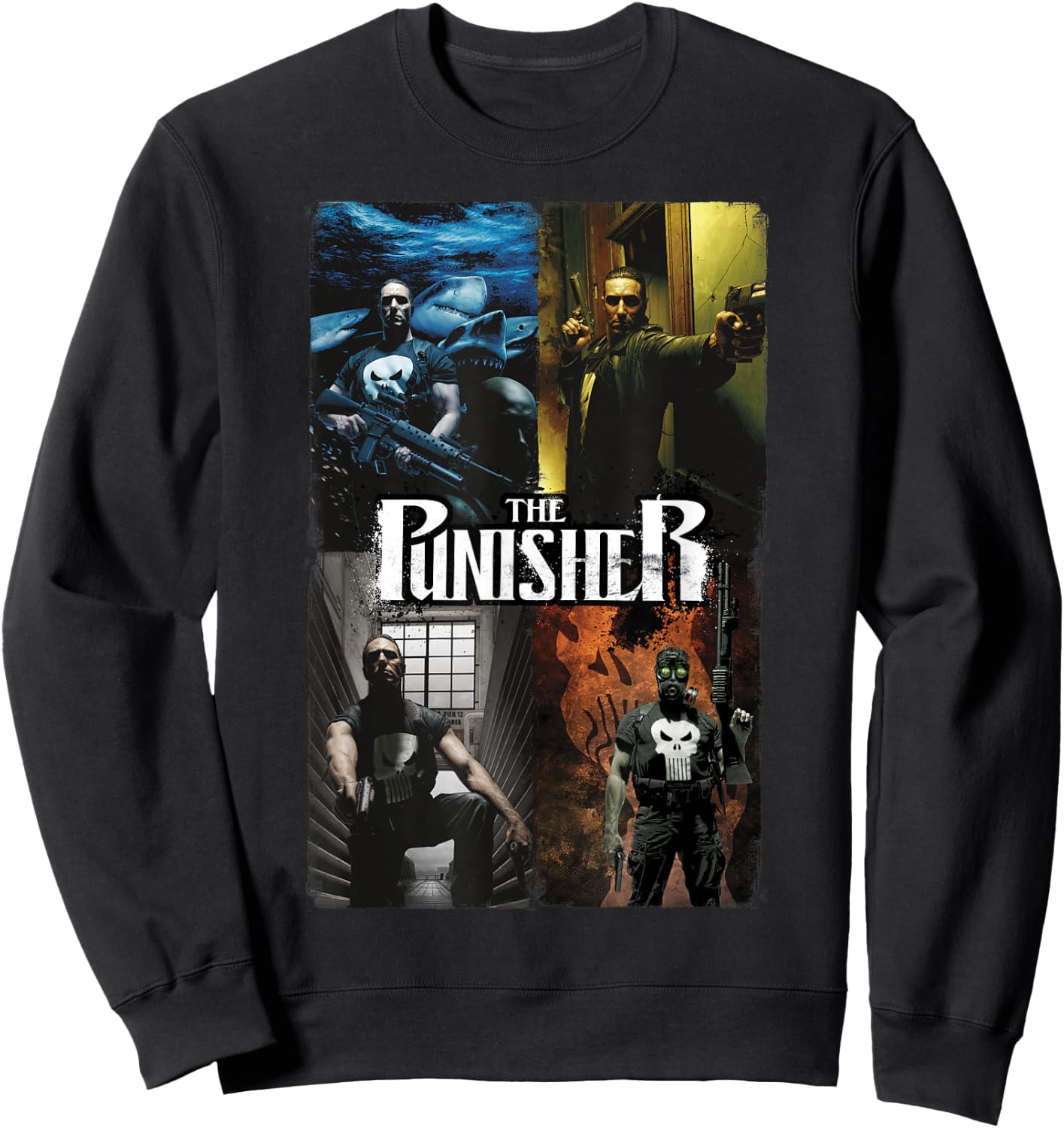 Marvel Comics Retro Classic The Punisher Panel Collage Sweatshirt - Sweatshirt | Black