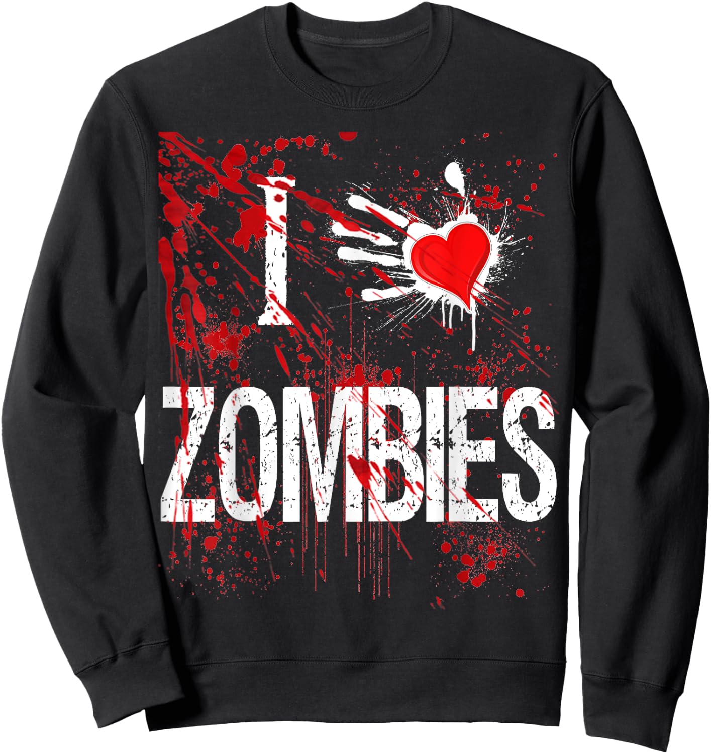Halloween Custom I Love Zombies Heart Shirt Sweatshirt - Sweatshirt | Black