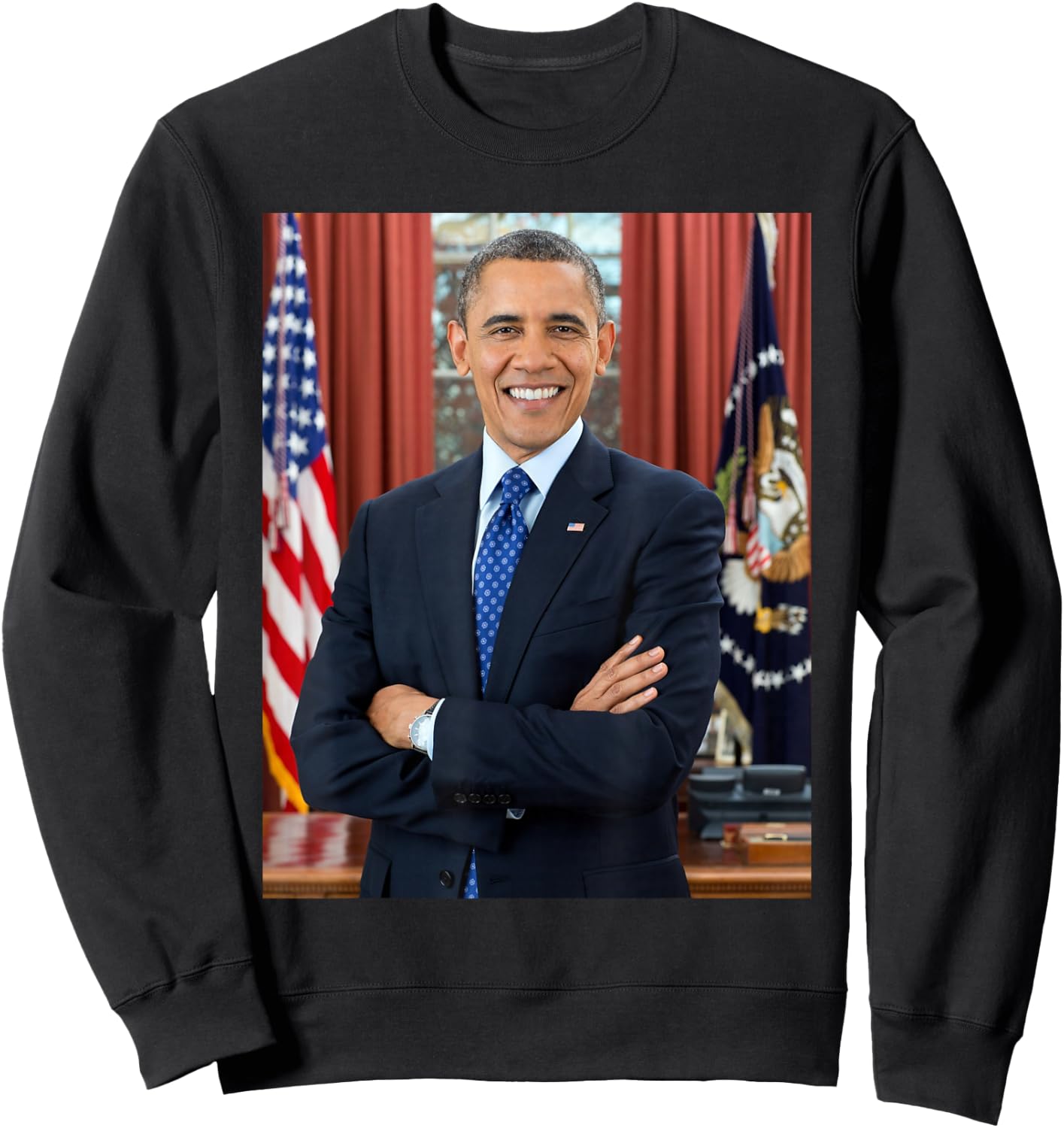 Barack Obama Photo 44th President POTUS Patriotic Democrat Sweatshirt - Sweatshirt | Black