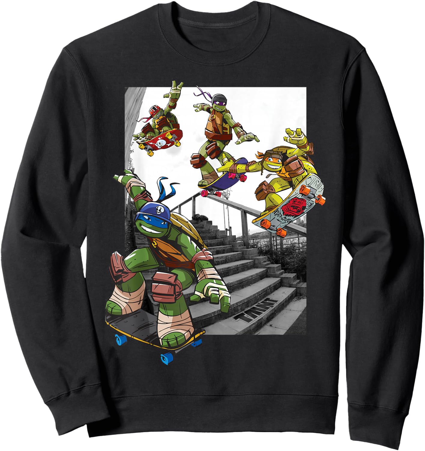 Teenage Mutant Ninja Turtles Skateboarding Crew Sweatshirt - Sweatshirt | Black