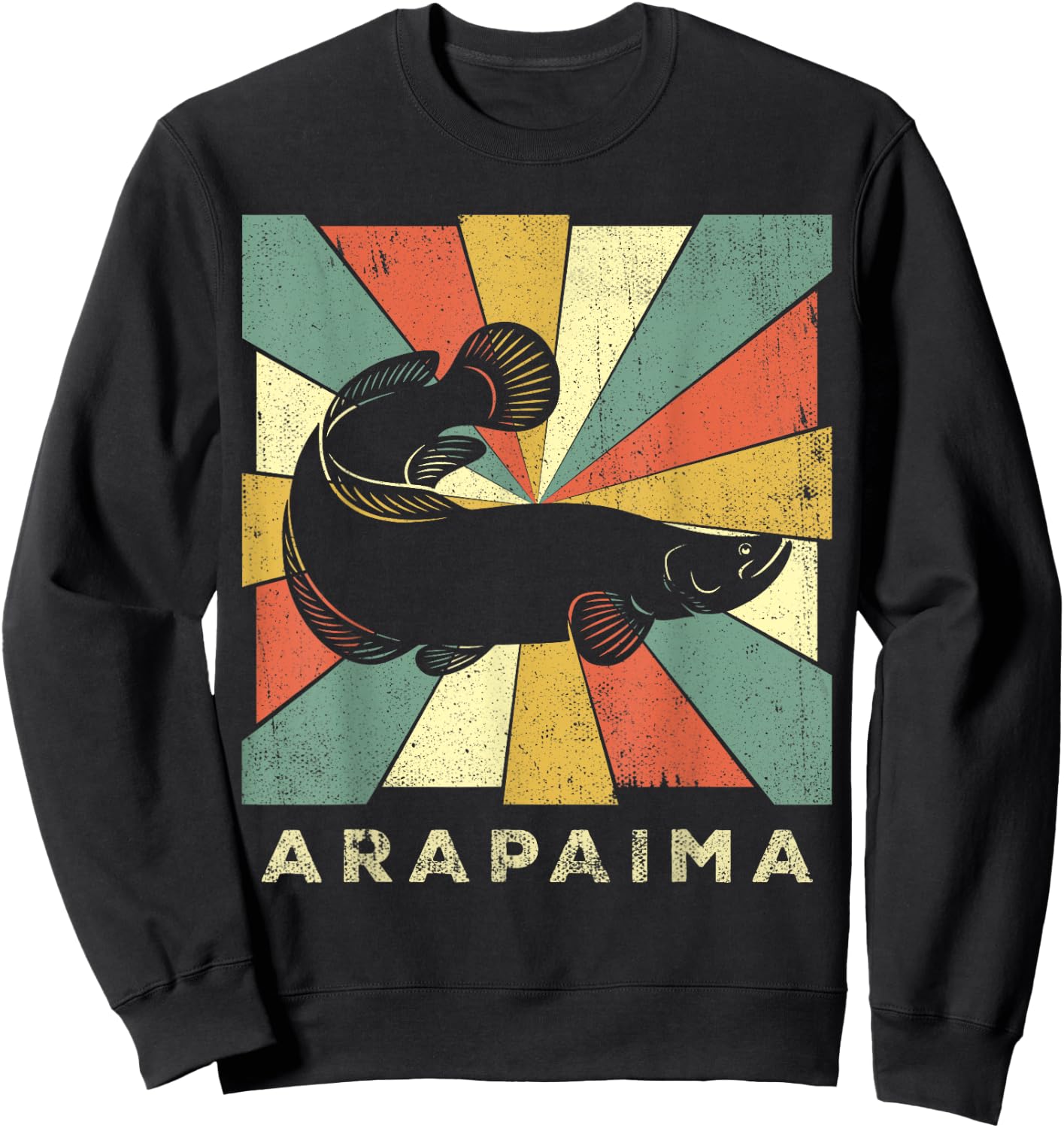 Vintage Arapaima Fish Lover Retro Style Animal Sweatshirt - Sweatshirt | Black