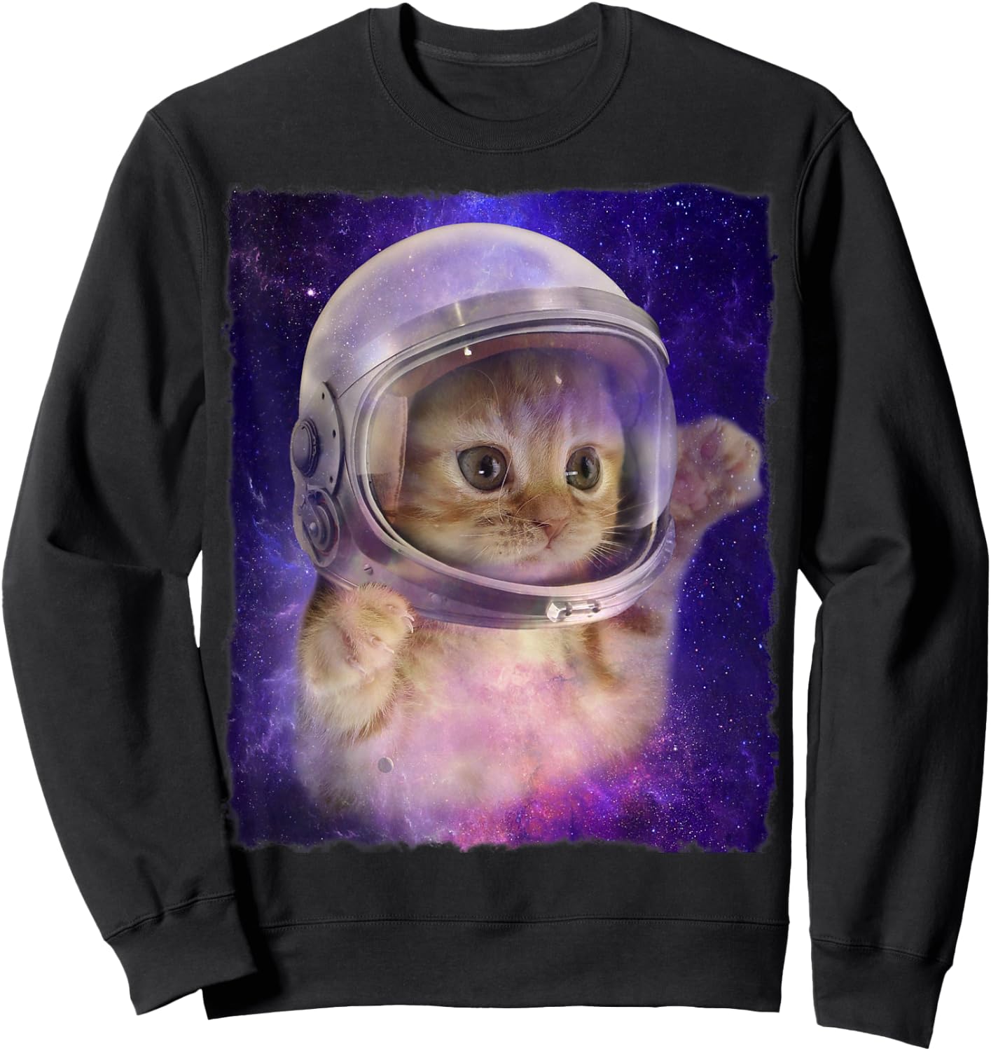 Cute Space Cat Astronaut Kitty Space Helmet Deep Space Men Women Girls Kids Sweatshirt - Sweatshirt | Black