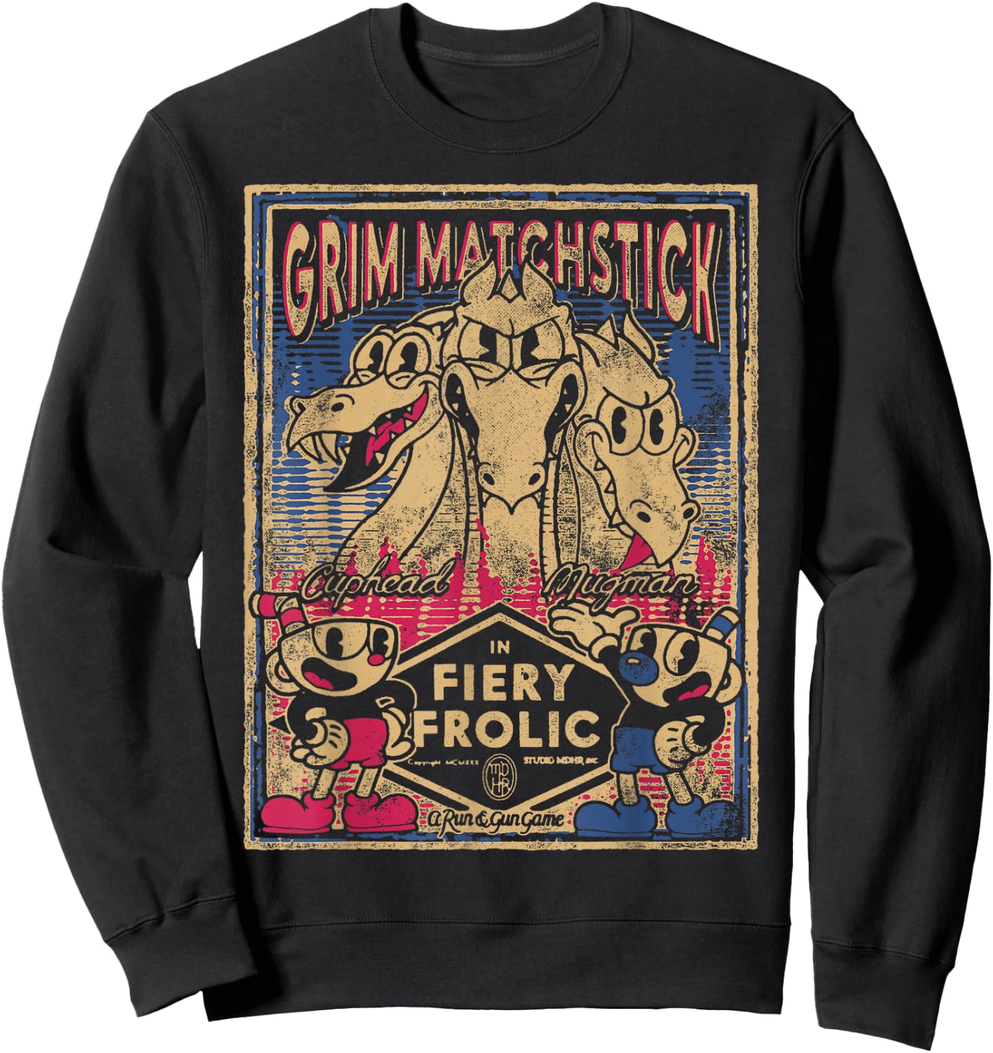 Cuphead Grim Matchstick Fiery Frolic Small Sweatshirt - Sweatshirt | Black