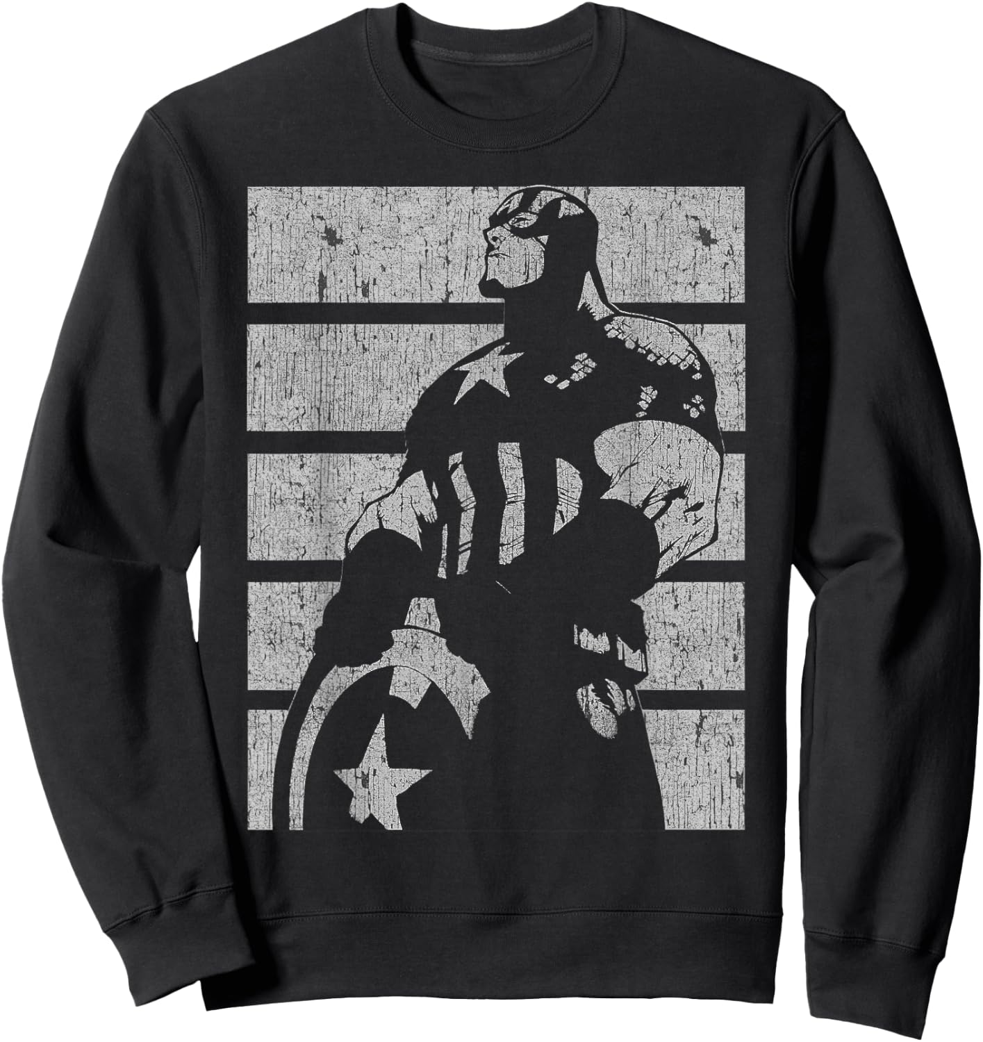 Marvel Avengers Vintage Captain America Retro Silhouette Small Sweatshirt - Sweatshirt | Black