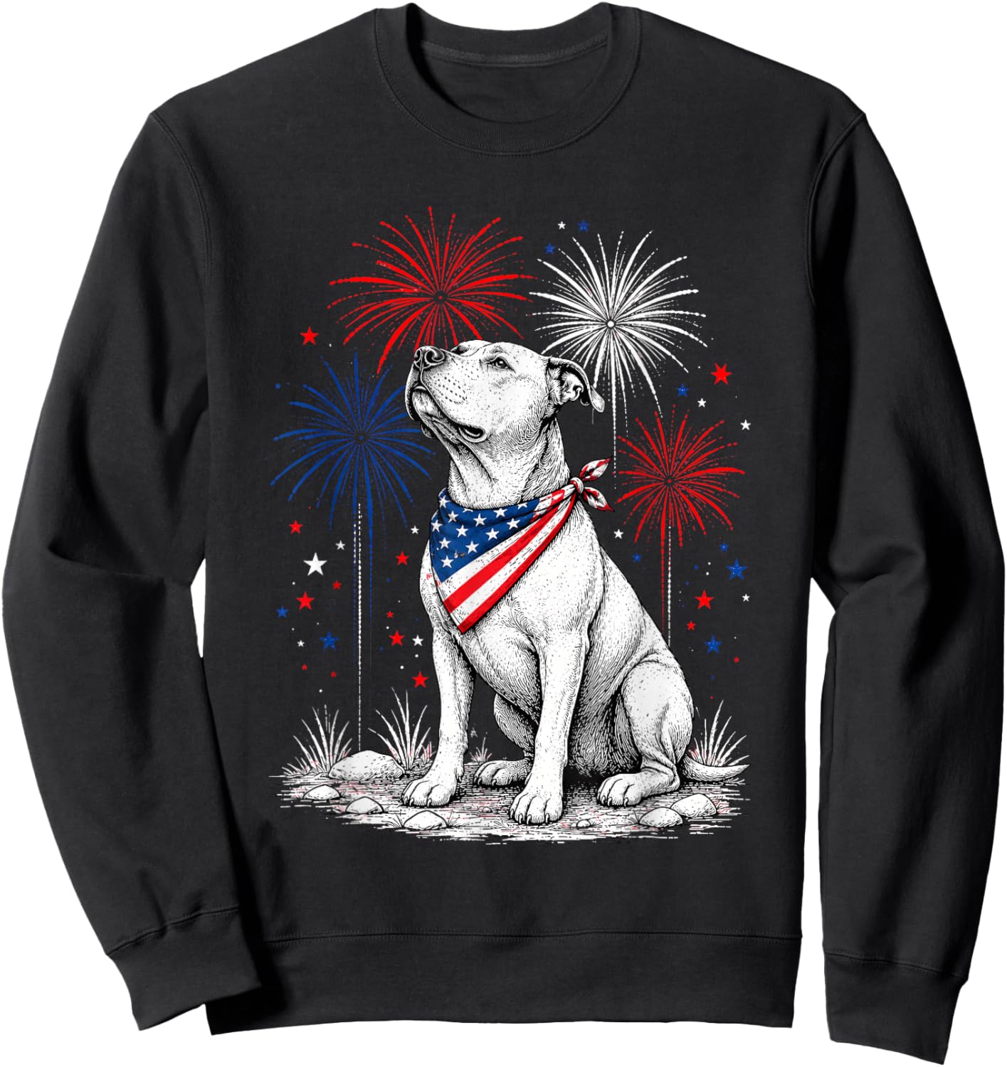 Pitbull America's 250th Patriotic Fireworks Animal Lovers Sweatshirt - Sweatshirt | Black
