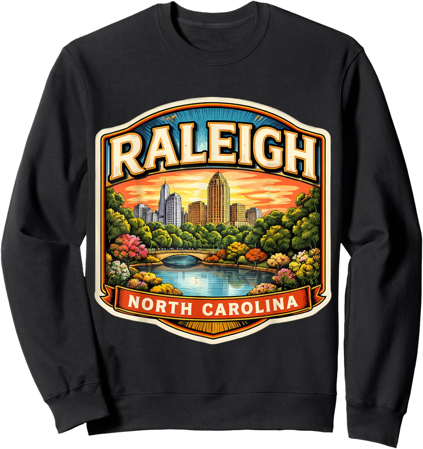 Raleigh North Carolina Souvenir City State Capital Vintage Sweatshirt - Sweatshirt | Black