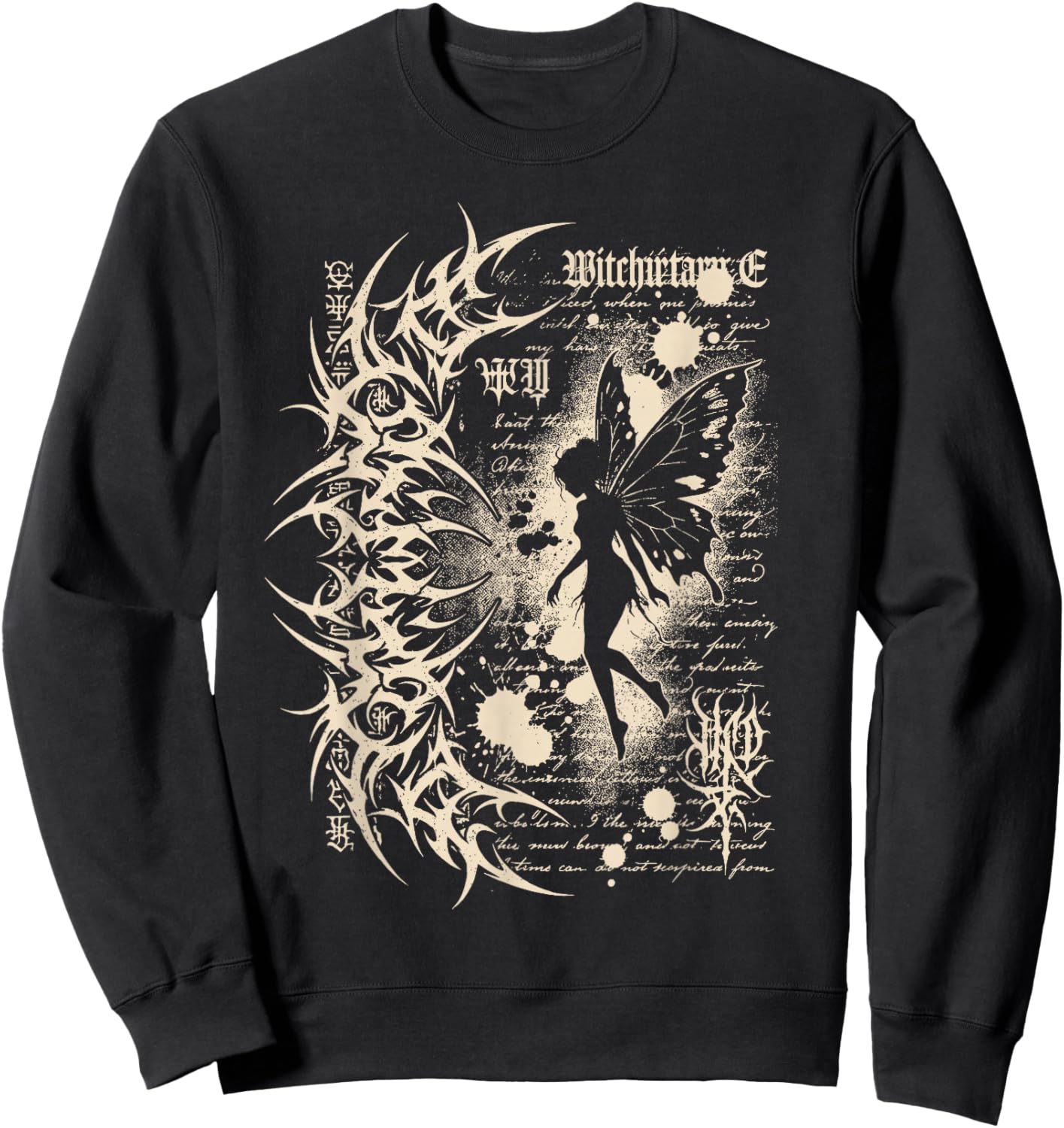 Y2K Grunge Alt Goth Fairy Sigilism Vintage Sweatshirt - Sweatshirt | Black