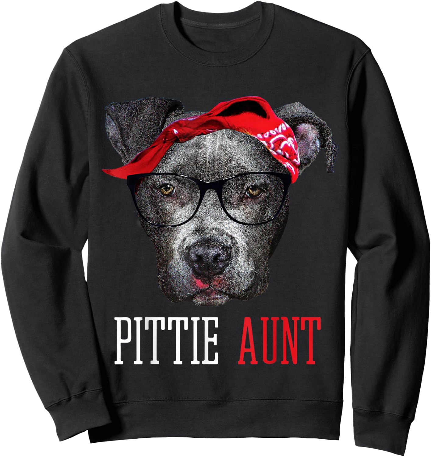 Pittie Aunt Auntie Pitbull Dog Lovers Gift Women Sweatshirt - Sweatshirt | Black