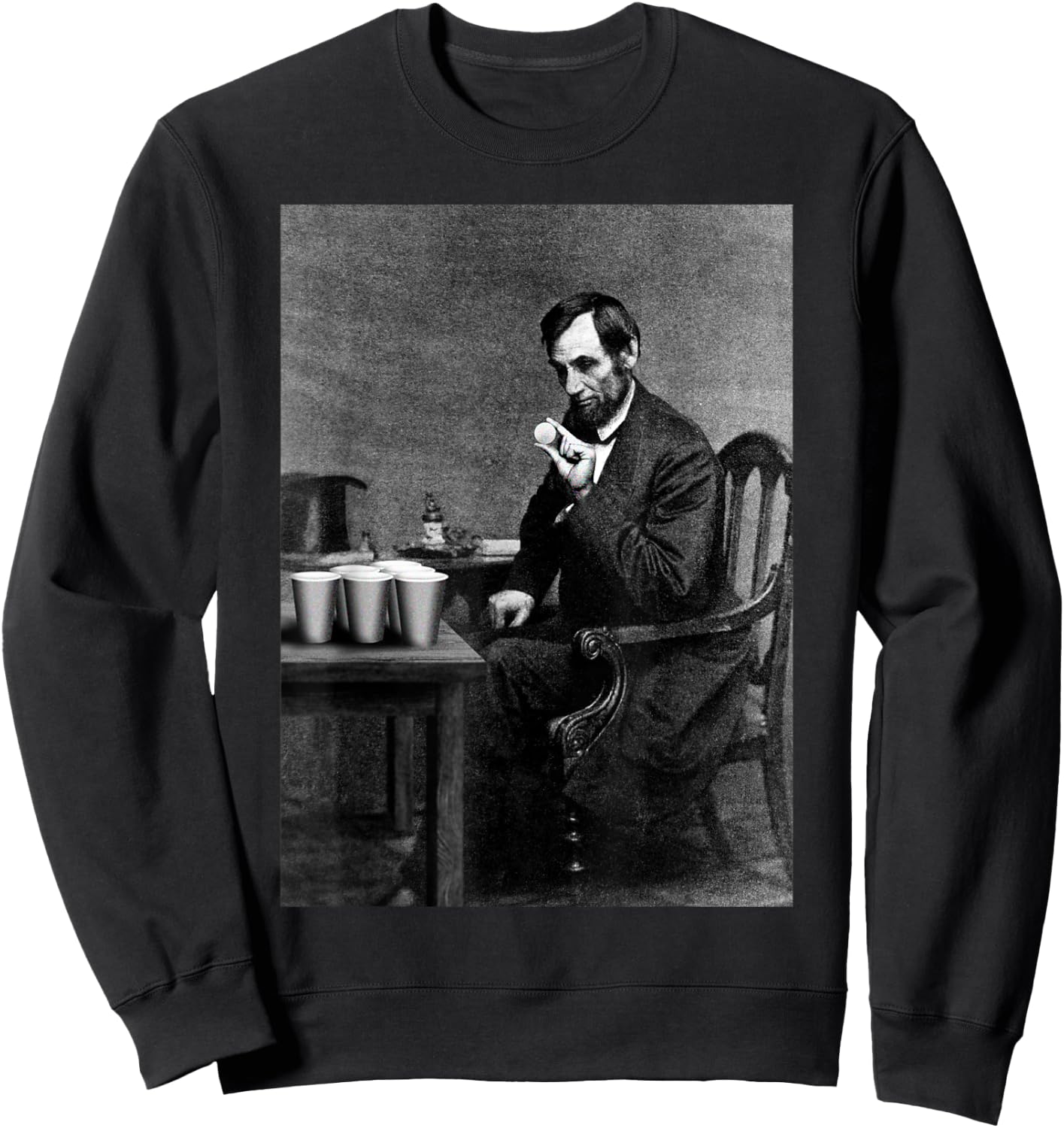 Abe Lincoln Invent's Beer Pong Old Vintage Photograph Sweatshirt - Sweatshirt | Black