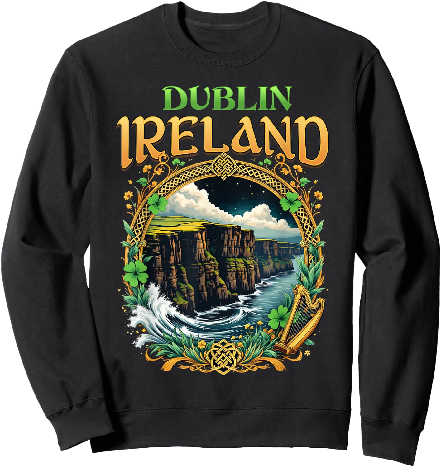 Dublin Ireland Souvenir Sea Cliffs Dublin Vacation Travel Sweatshirt - Sweatshirt | Black