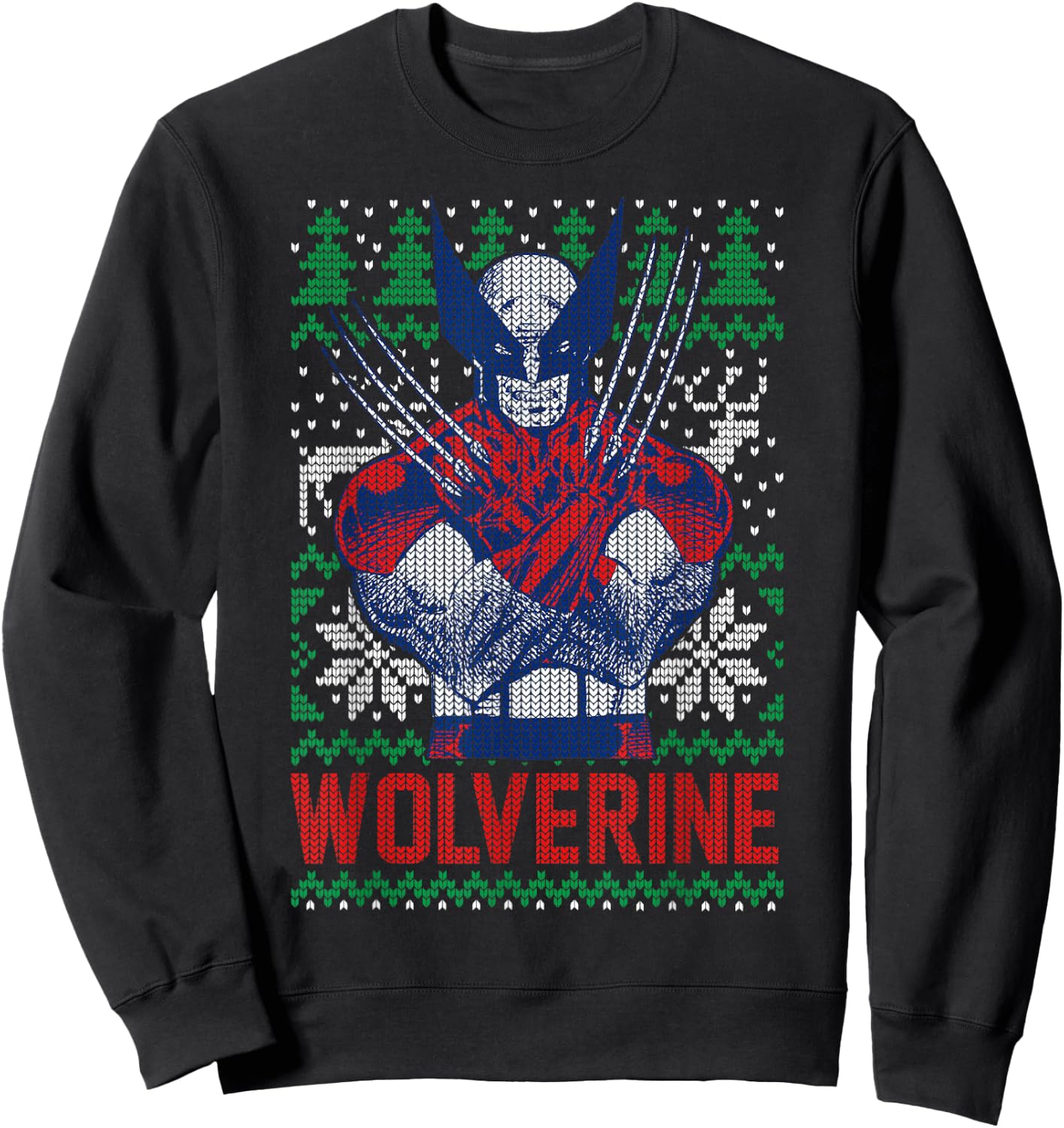 Marvel X-Men Wolverine Christmas Tree Ugly Sweater Sweatshirt - Sweatshirt | Black