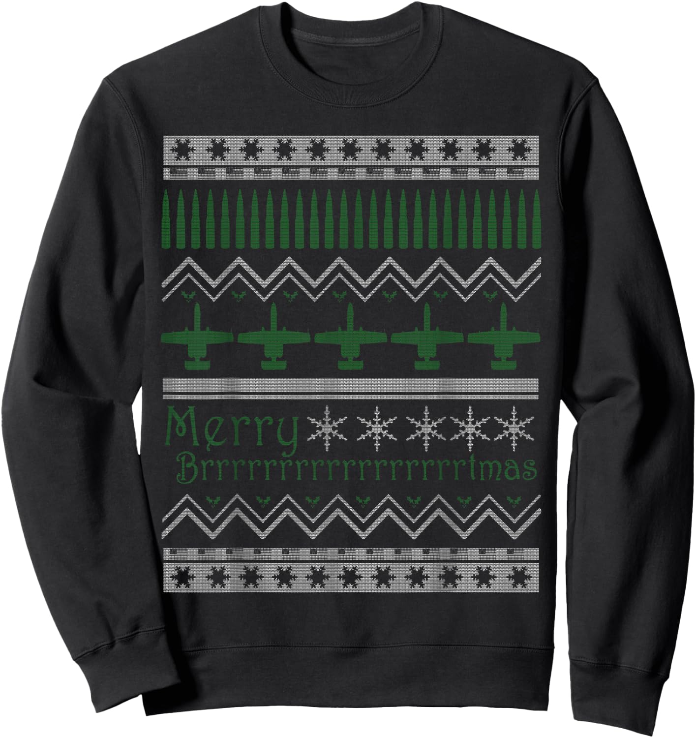 Merry Brrrrtmas A-10 Warthog Ugly Christmas Sweater Sweatshirt - Sweatshirt | Black