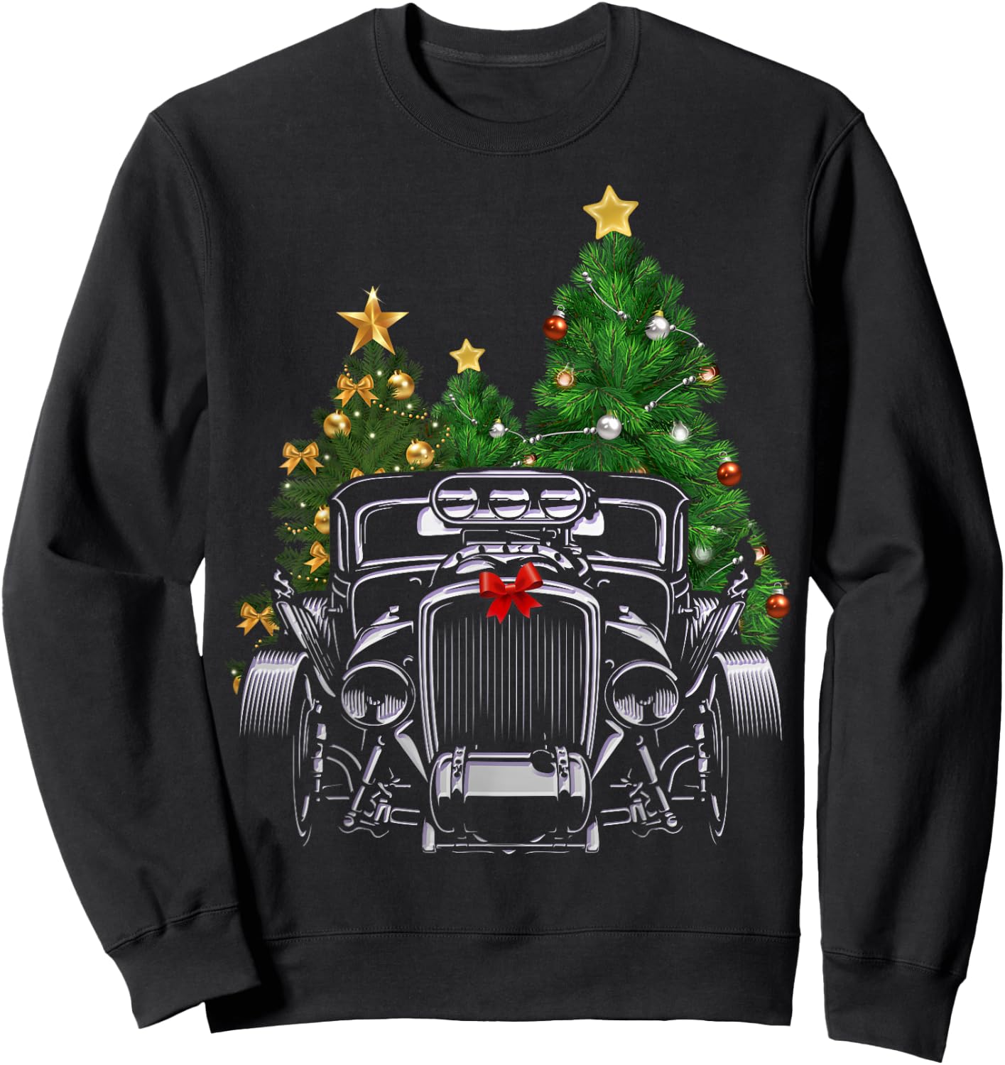 Hot Rod Ugly Christmas Classic Car Lover Vintage Car Garage Sweatshirt - Sweatshirt | Black