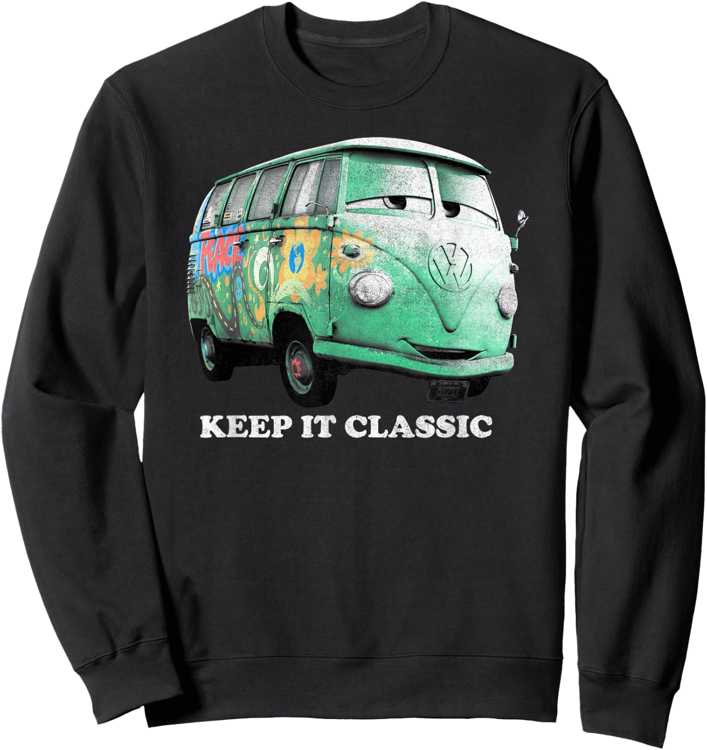 Disney Pixar Cars Fillmore Keep It Classic Groovy Bus Logo Sweatshirt - Sweatshirt | Black