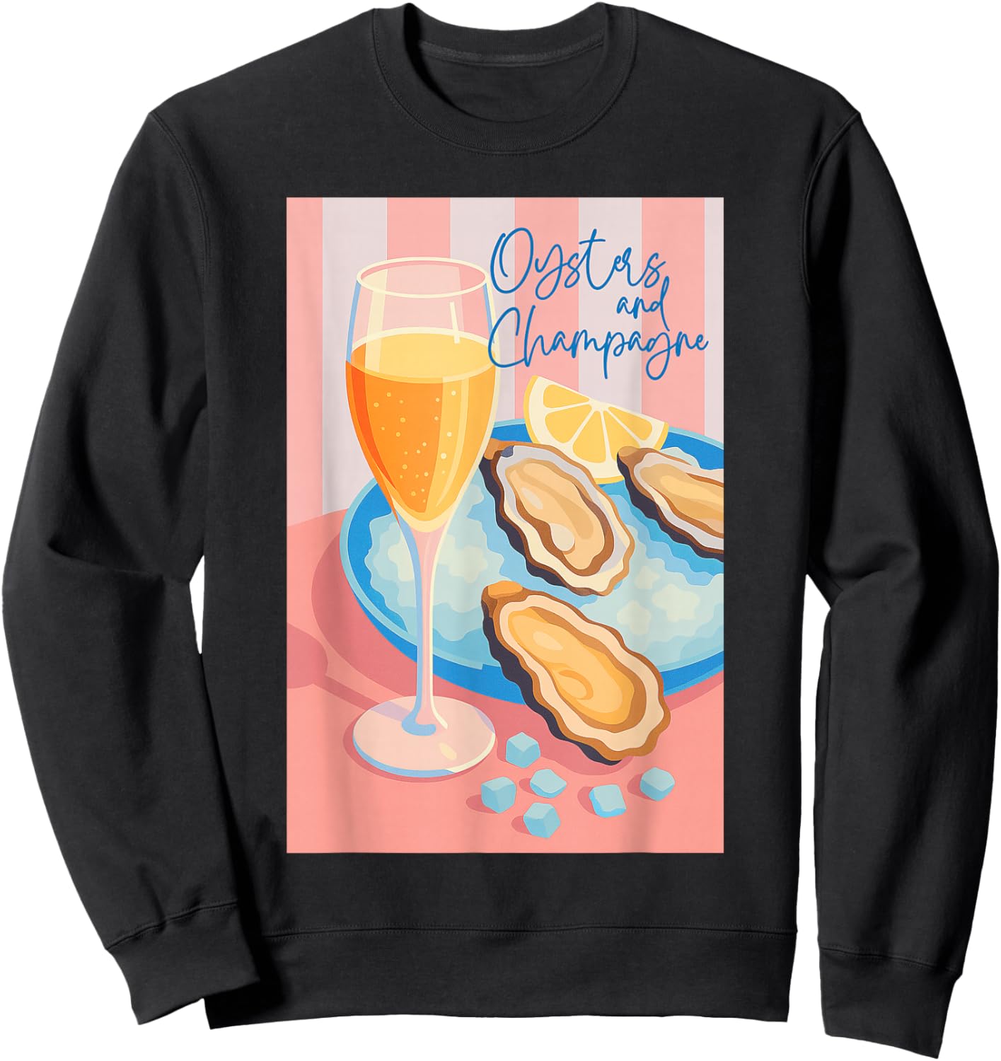 Retro Oysters and Champagne Party Shirt for Seafood Lovers Sweatshirt - Sweatshirt | Black