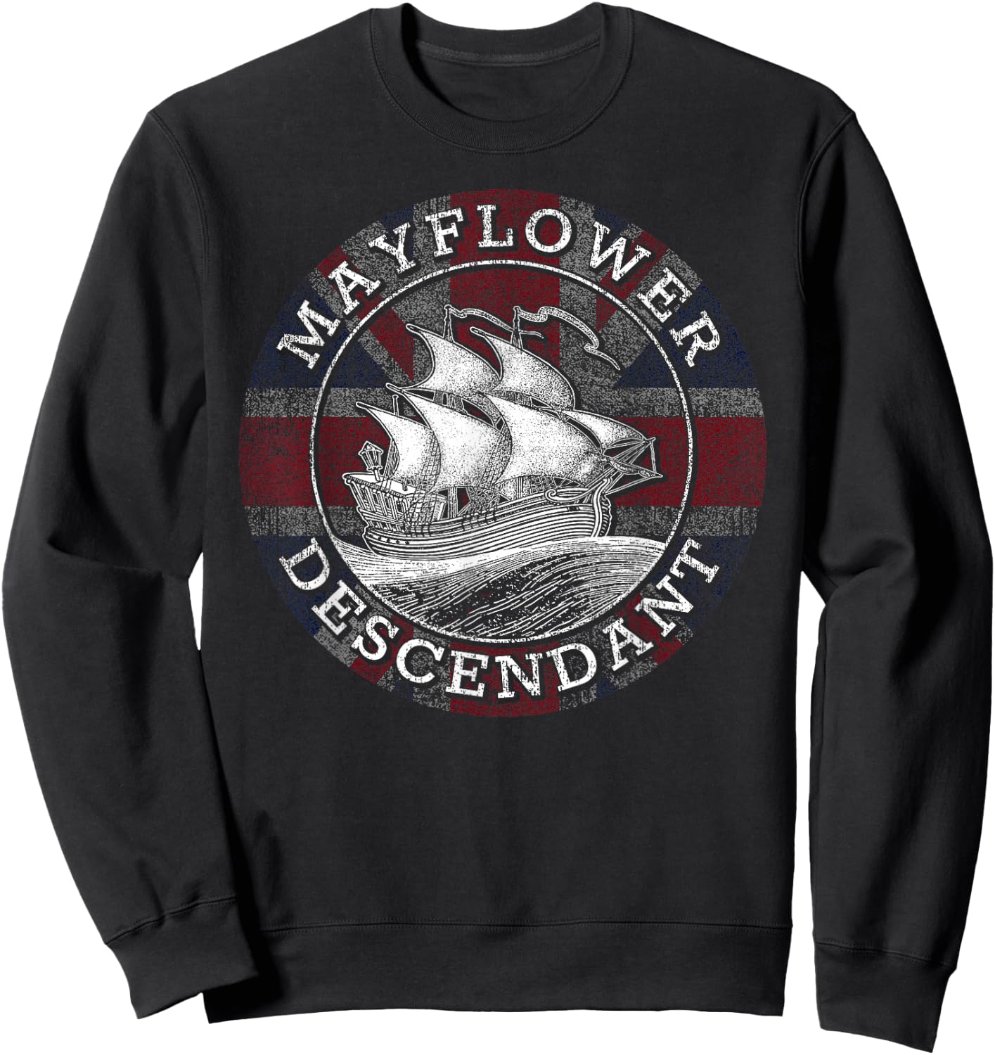 Mayflower Descendant Used Union Jack Sweatshirt - Sweatshirt | Black