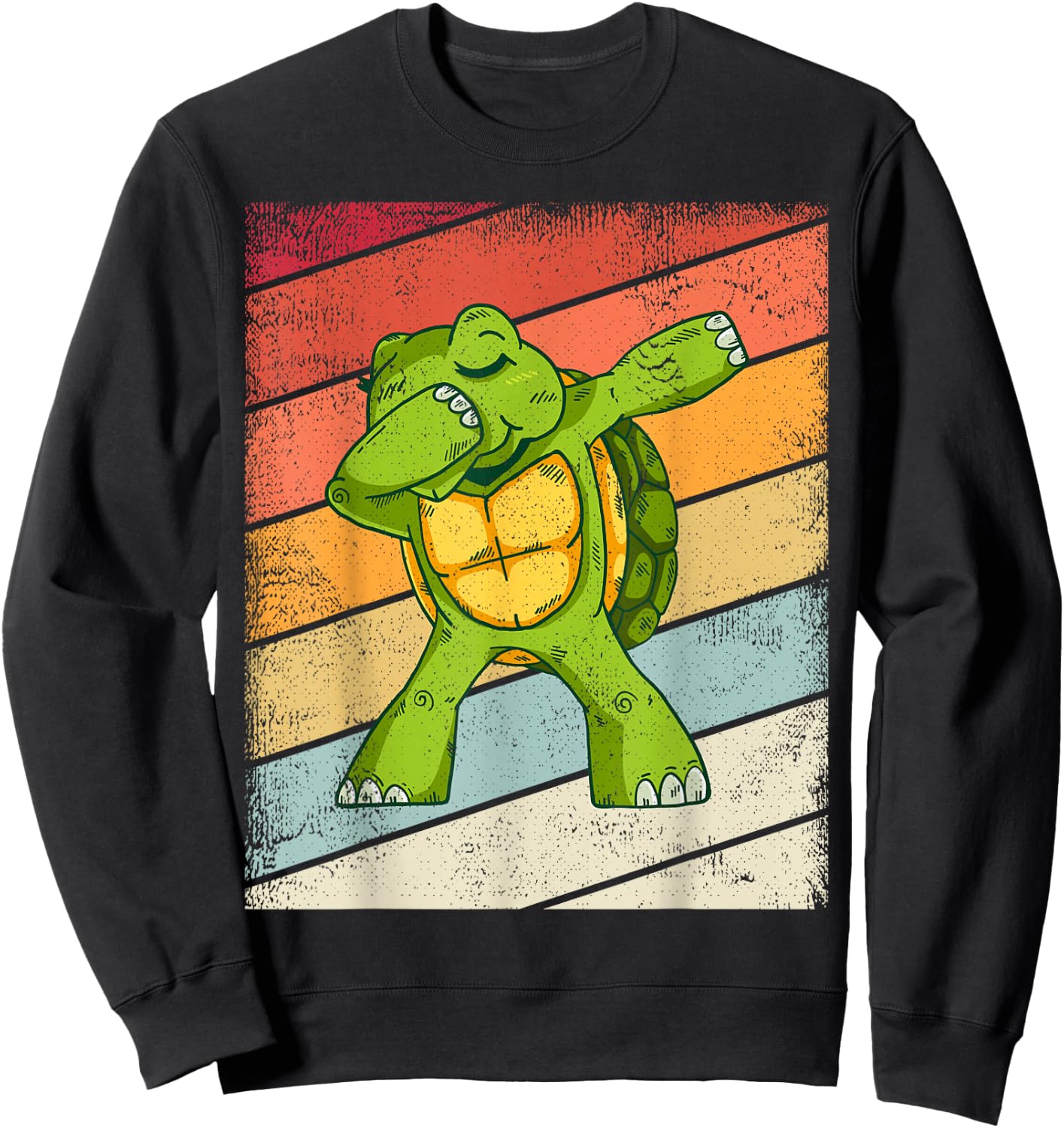 Vintage Turtle Dabbing Retro Dab Dance Turtles Kids Youth Sweatshirt - Sweatshirt | Black