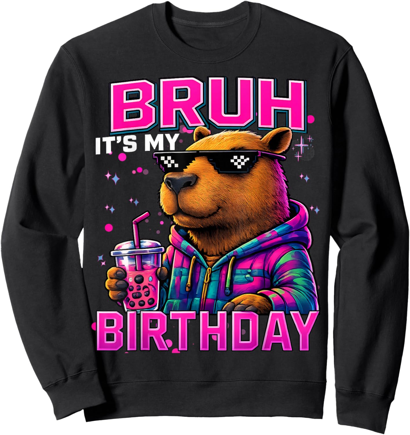 Its My Birthday Boy Funny Capybara Birthday Girl Gamer Party Sweatshirt - Sweatshirt | Black