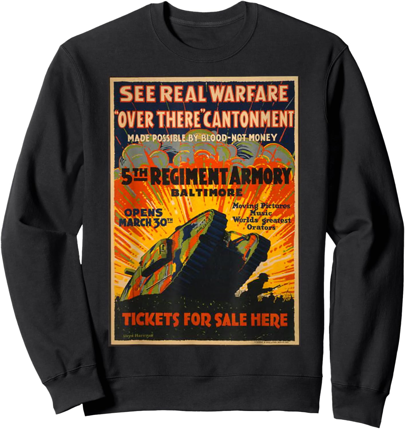 Vintage WW1 WWI Retro Poster World War Advertising Sweatshirt - Sweatshirt | Black