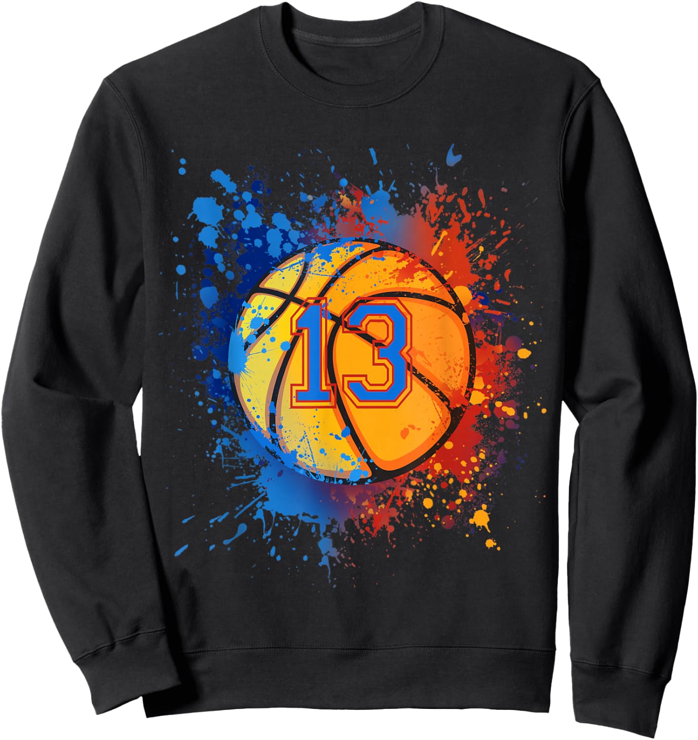 13 Years Old 13th Birthday Basketball Gift Boys Party Sweatshirt - Sweatshirt | Black