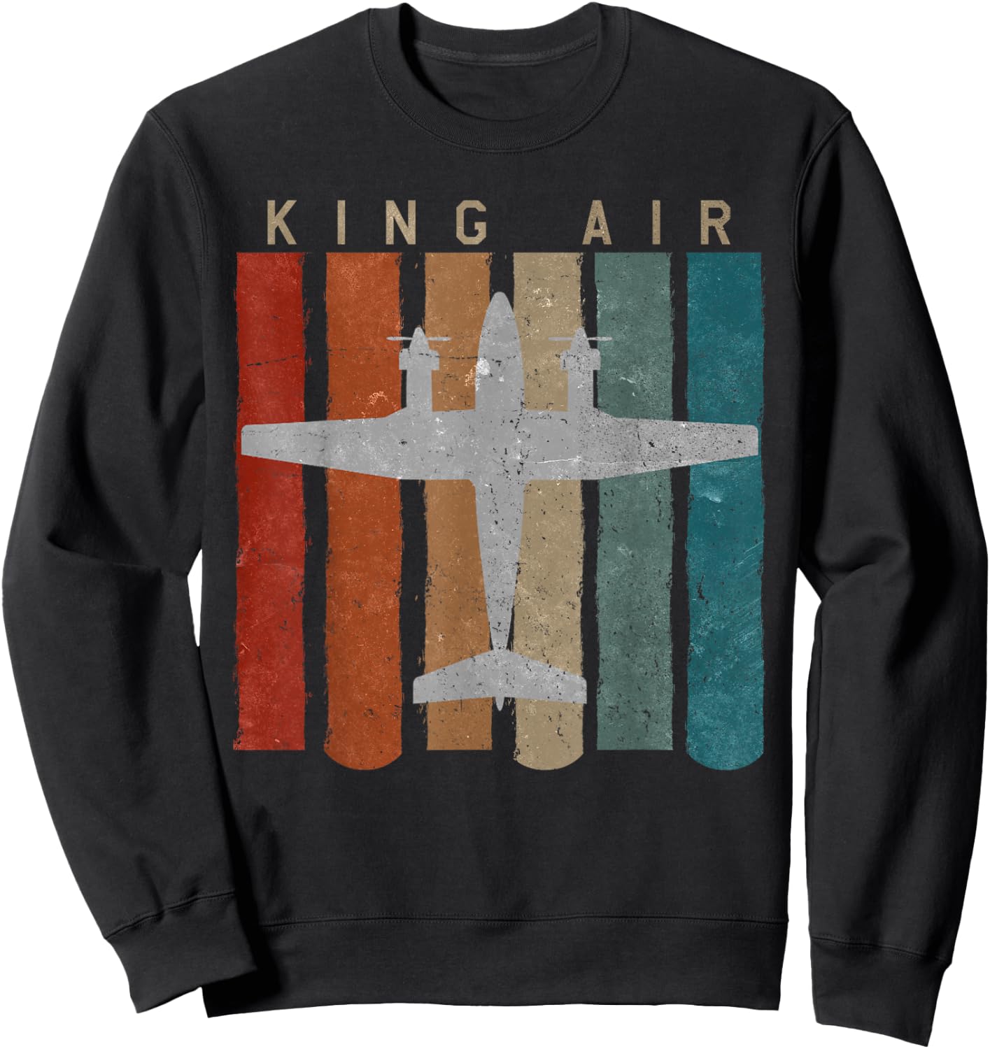 King Air Airplane Retro Vintage Airplane Pilot Sweatshirt - Sweatshirt | Black