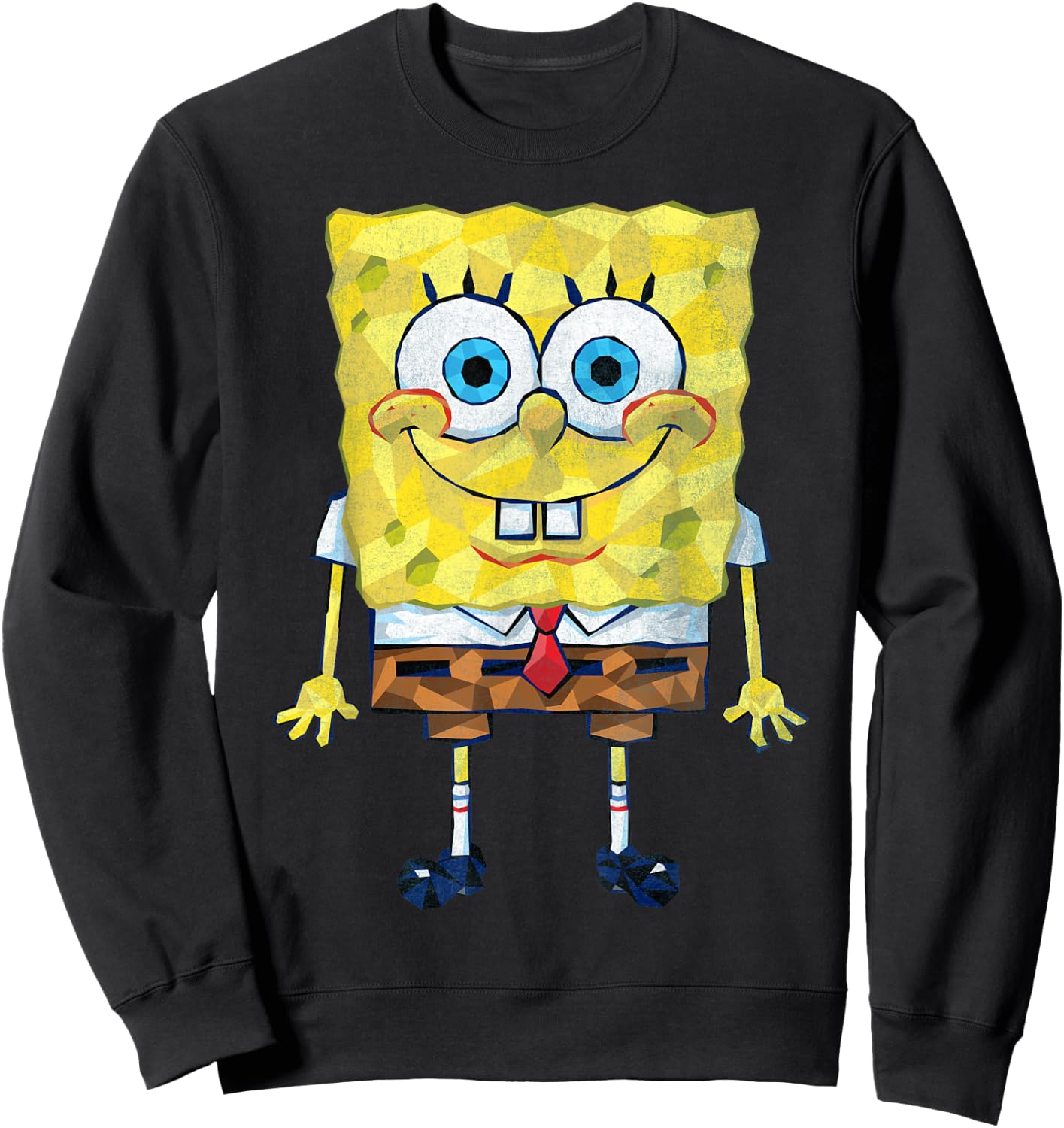 Spongebob SquarePants Geometric Textured Design Sweatshirt - Sweatshirt | Black