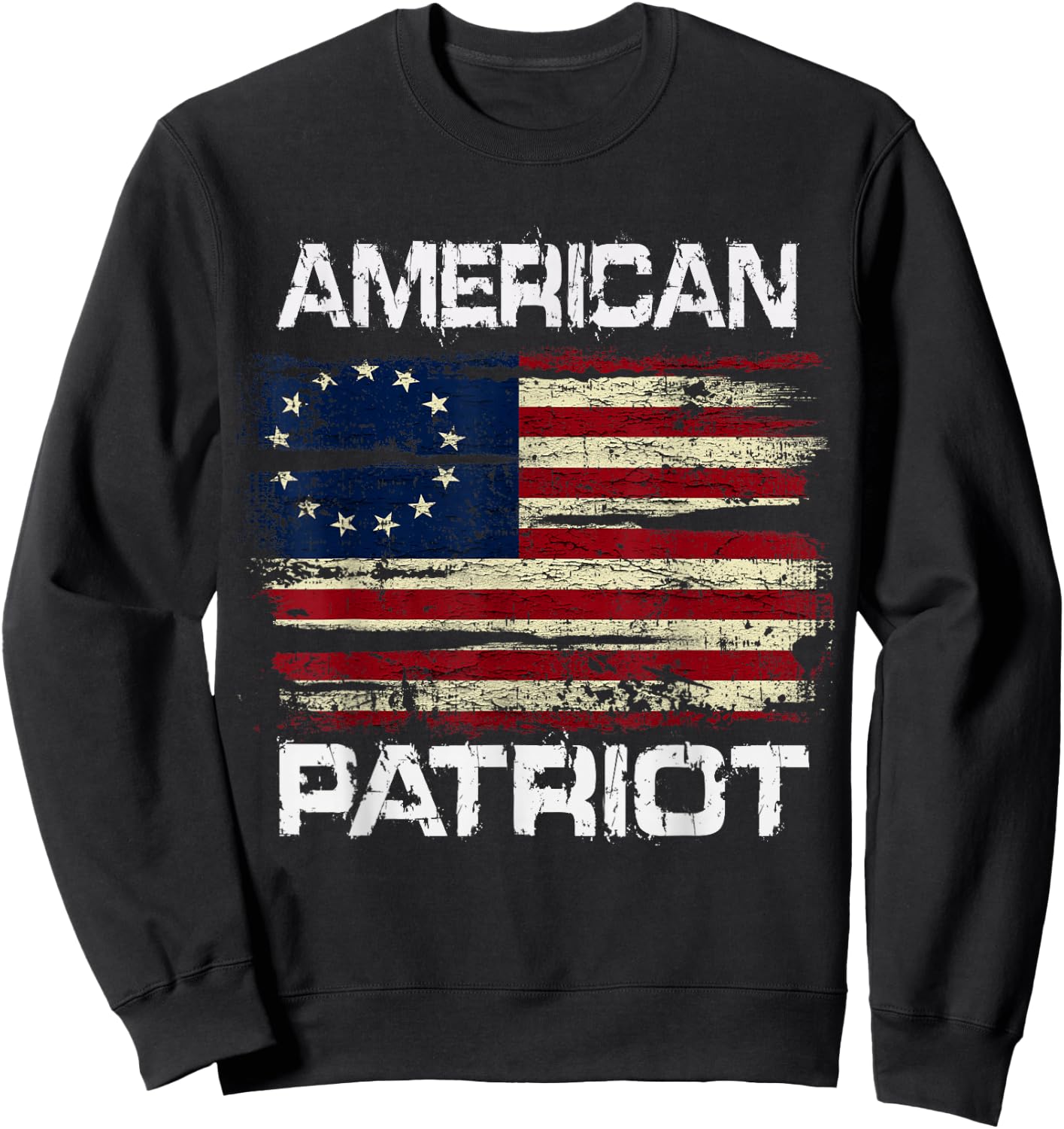 Betsy Ross American Flag 13 Star Colonies American Patriot Kids Men Sweatshirt - Sweatshirt | Black
