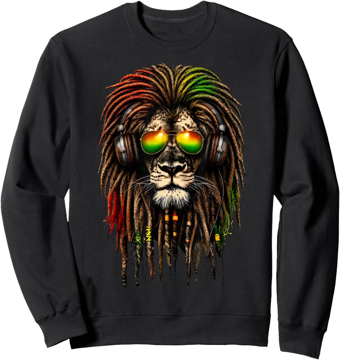 Rasta Lion Shirt Afro Music Vibes Reggae Lion Sweatshirt - Sweatshirt | Black
