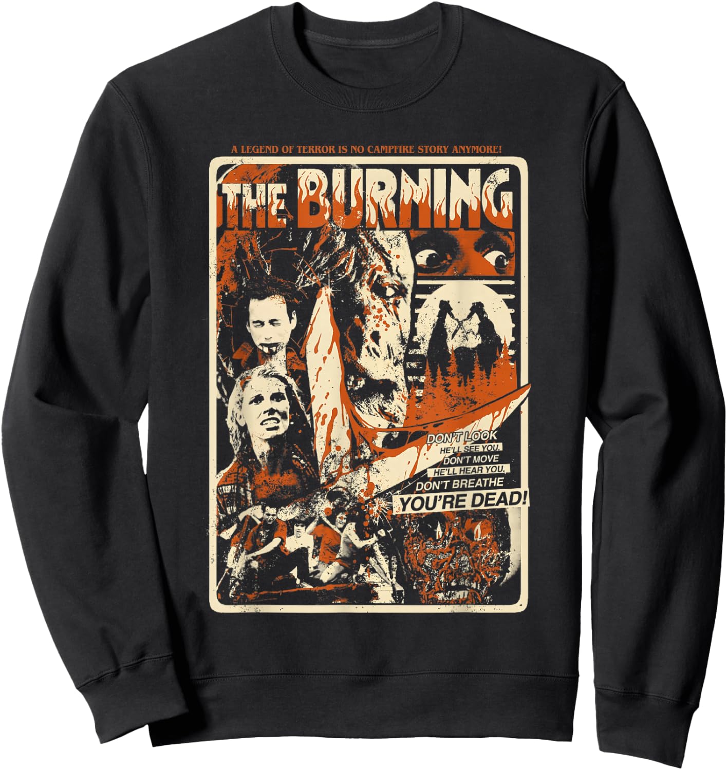 Retro Halloween Movie Poster Oldschool Burning Killer Sweatshirt - Sweatshirt | Black