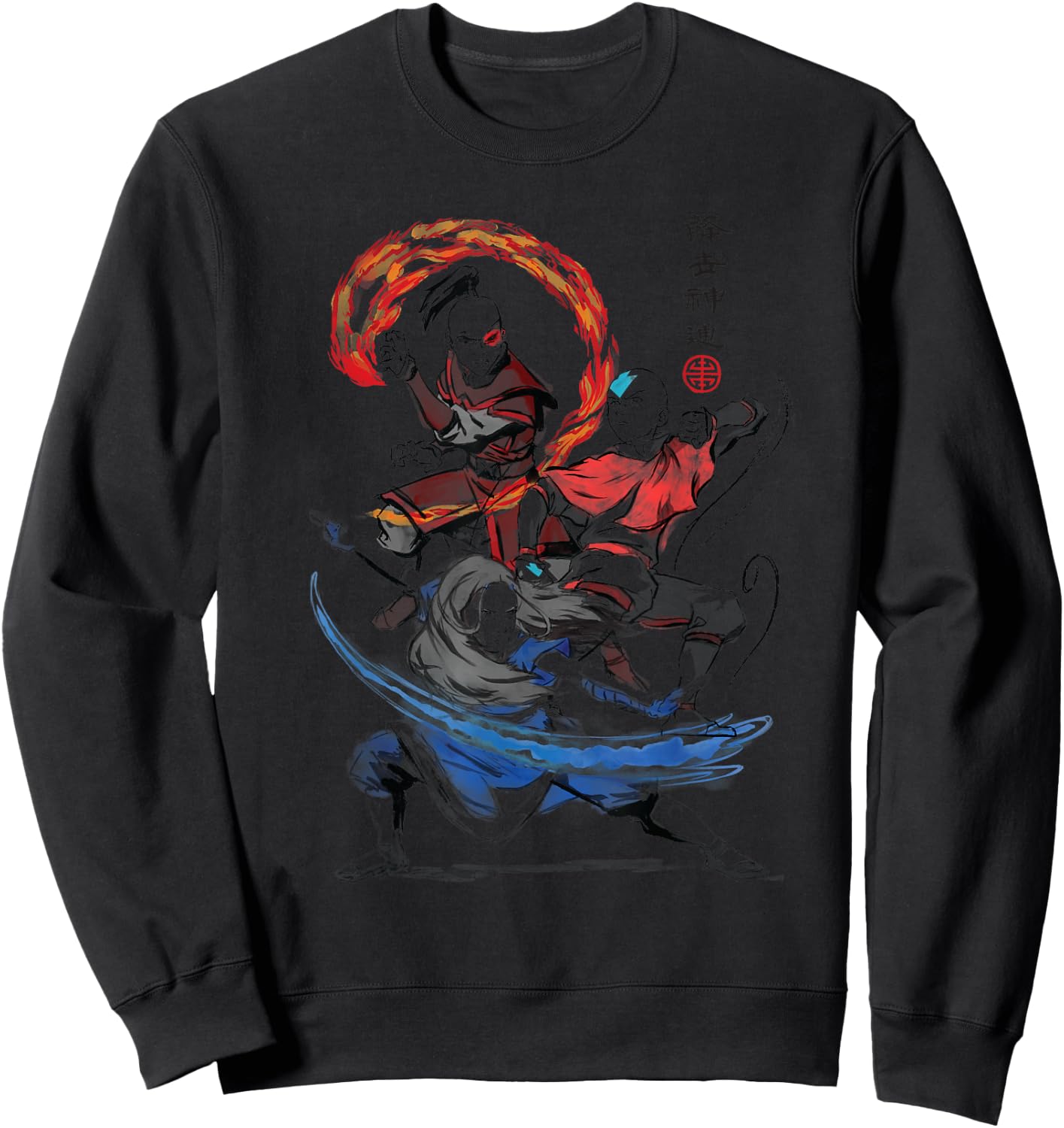 The Last Airbender Air Water and Fire Signs Sweatshirt - Sweatshirt | Black