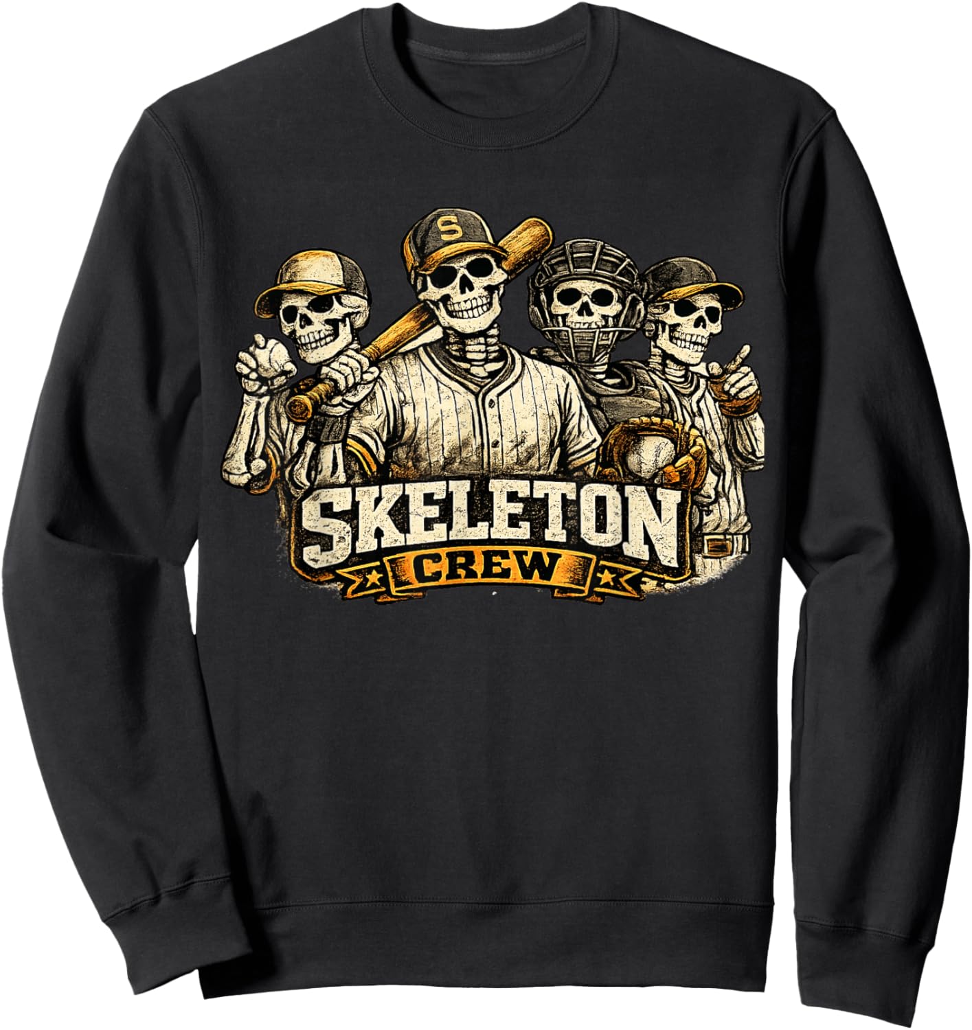 Skeleton Crew Baseball Halloween Sweatshirt - Sweatshirt | Black